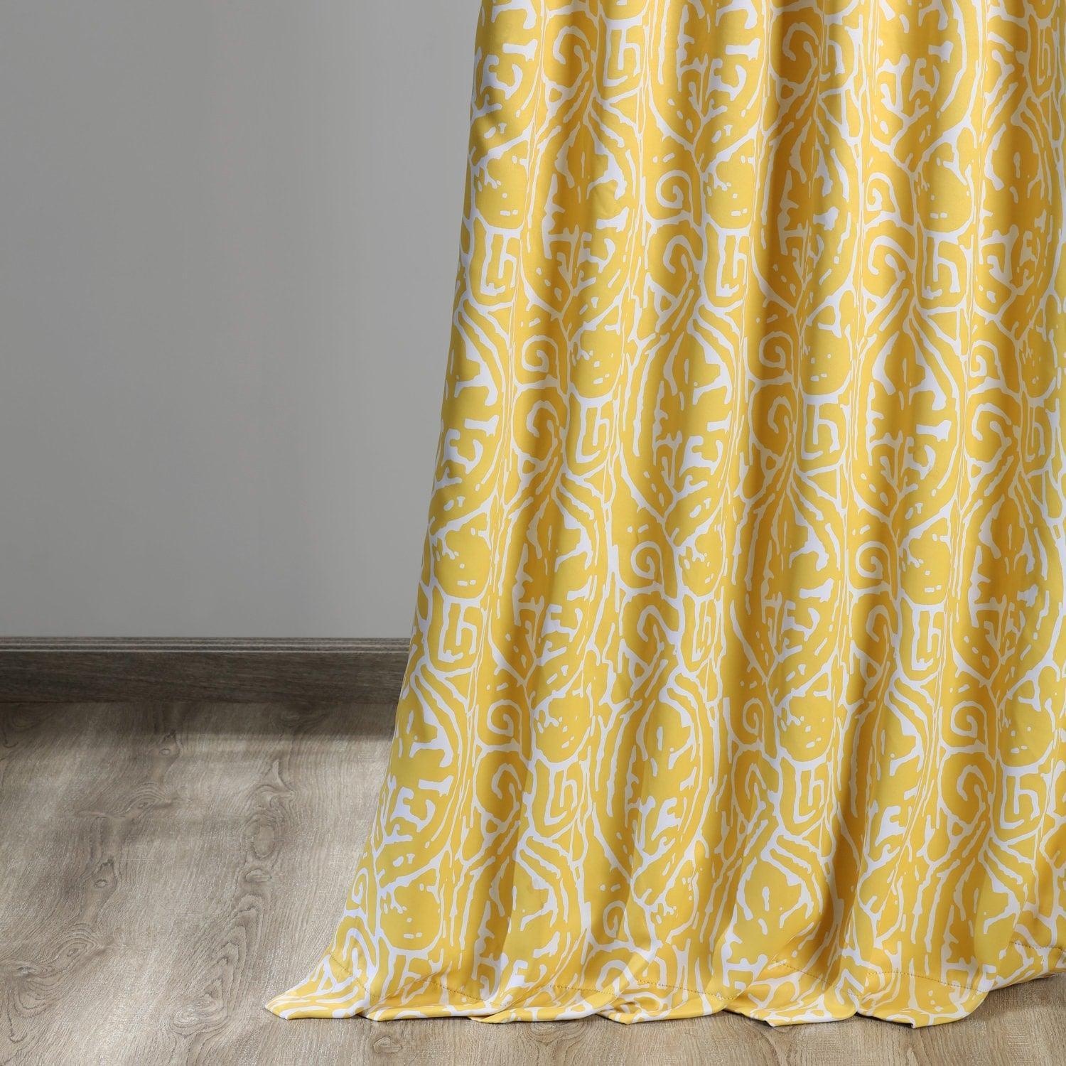 Abstract Misted Yellow Room Darkening Curtain - Image 5