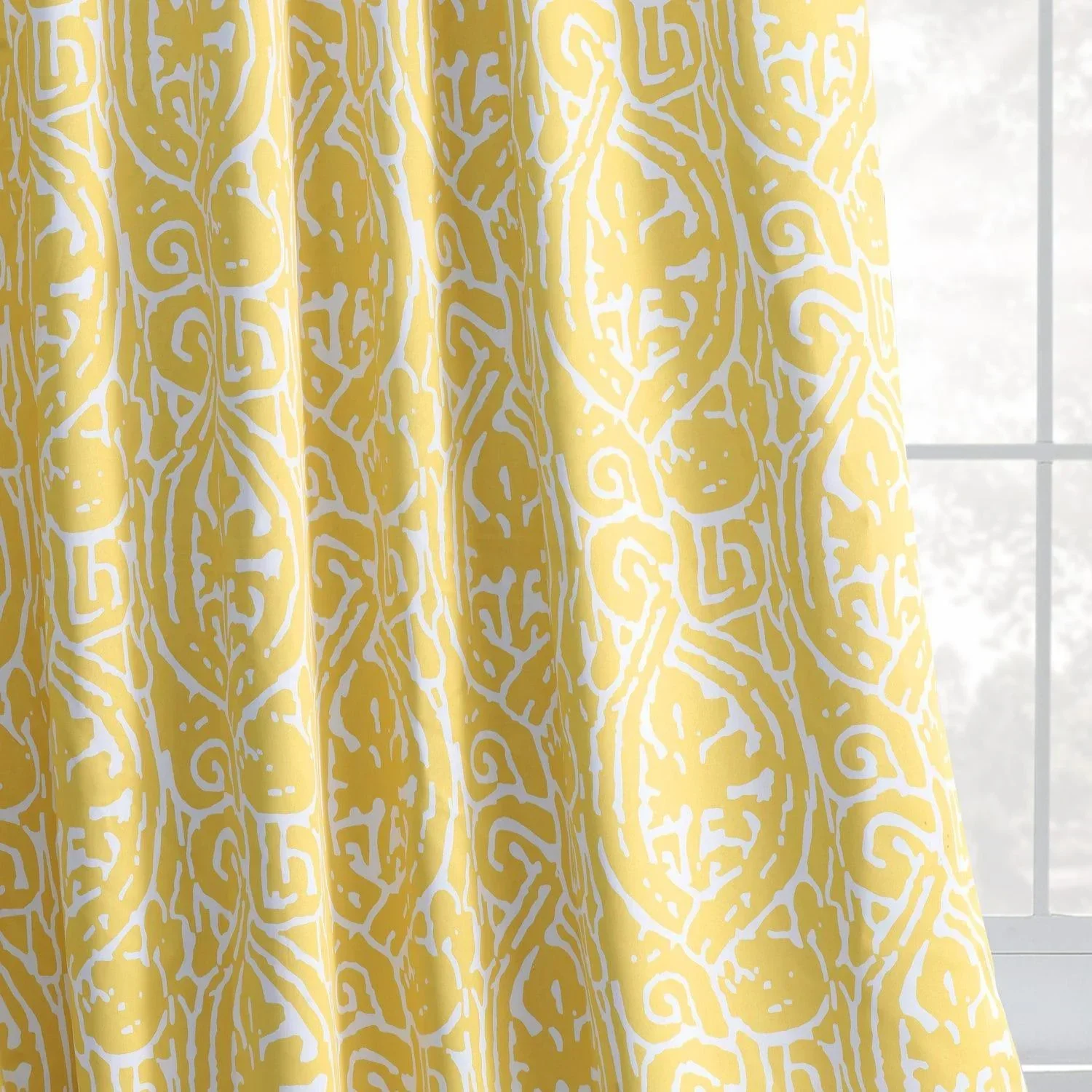 Abstract Misted Yellow Room Darkening Curtain - Image 6