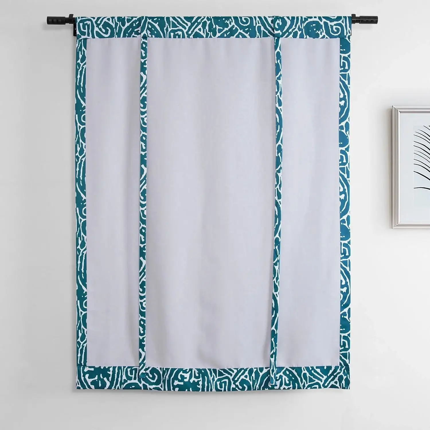 Abstract Teal Room Darkening Tie-Up Window Shade - Image 4