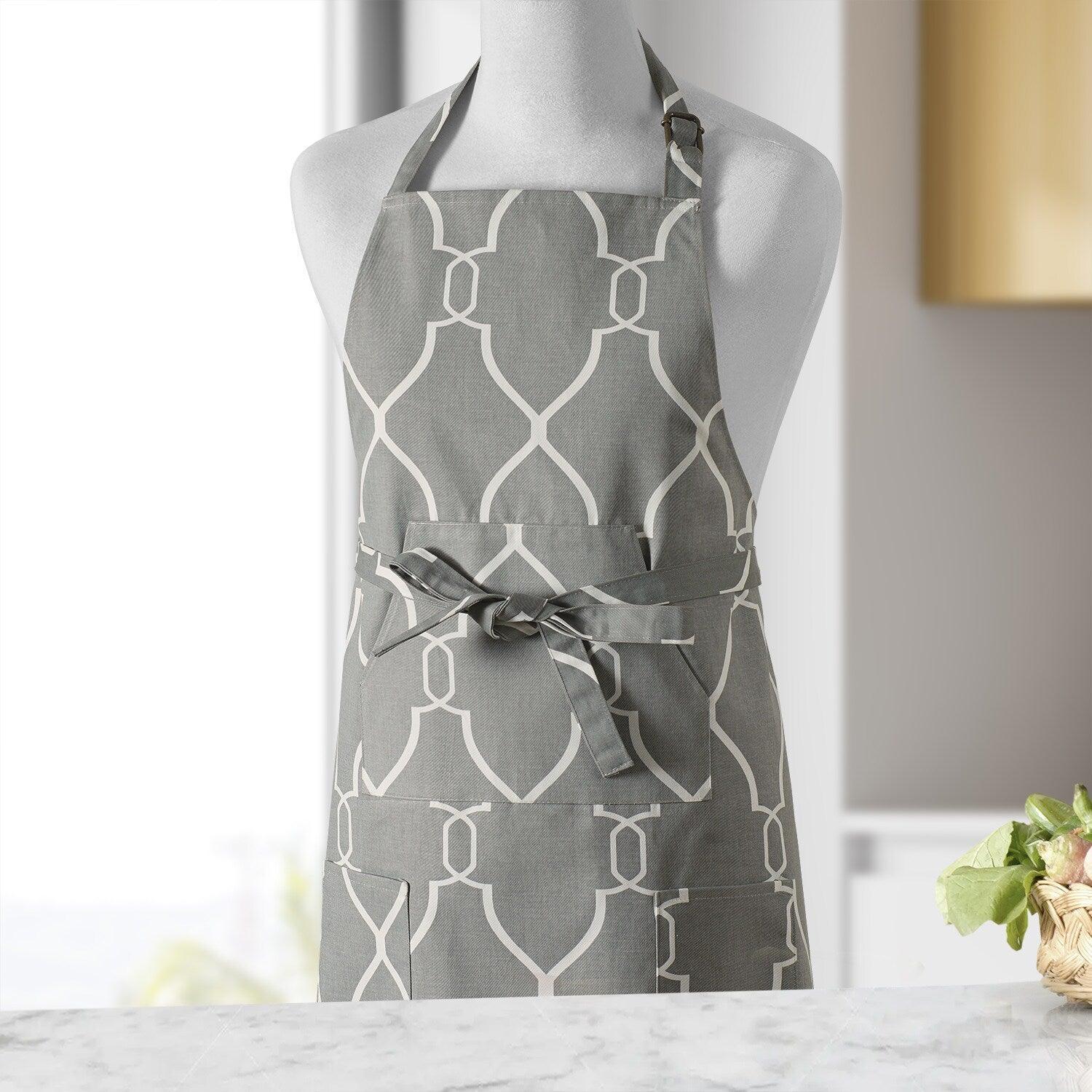 Aiden Grey Geometric Printed Cotton Apron - Image 2
