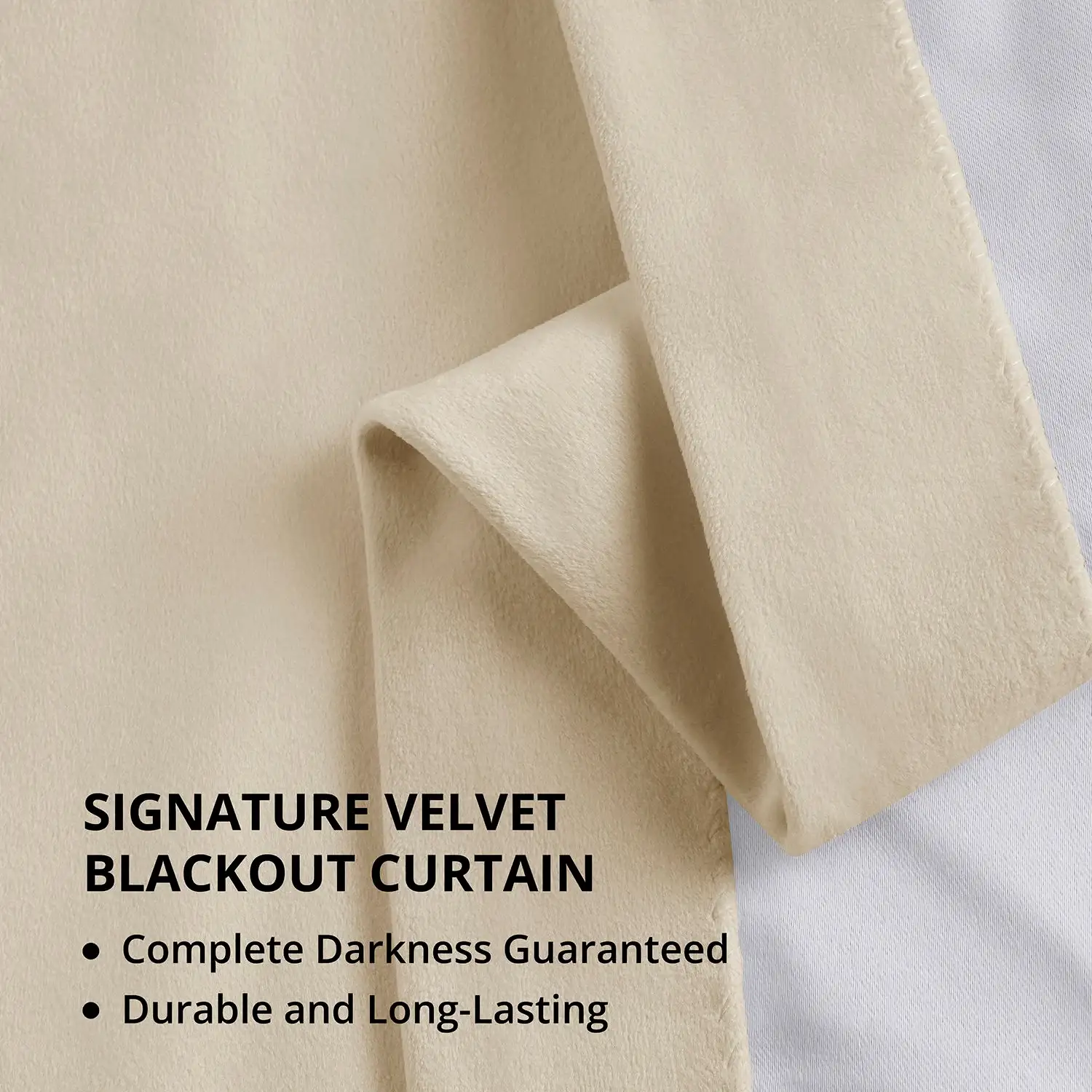 Alabaster Beige Signature Velvet Blackout Curtain - Image 5