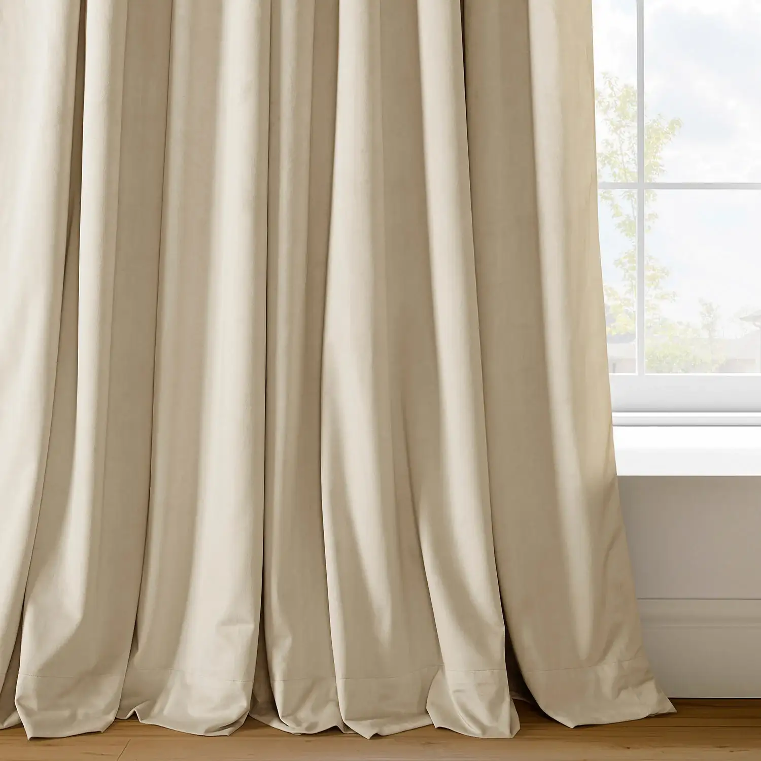 Alabaster Beige Signature Velvet Custom Curtain - Image 3