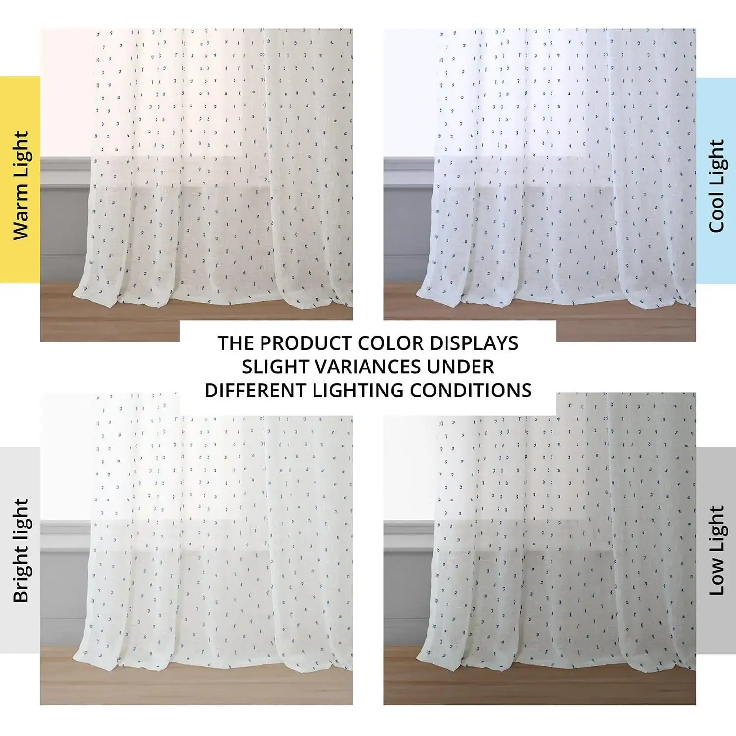 Altair Blue Geometric Patterned Faux Linen Sheer Curtain - Image 6