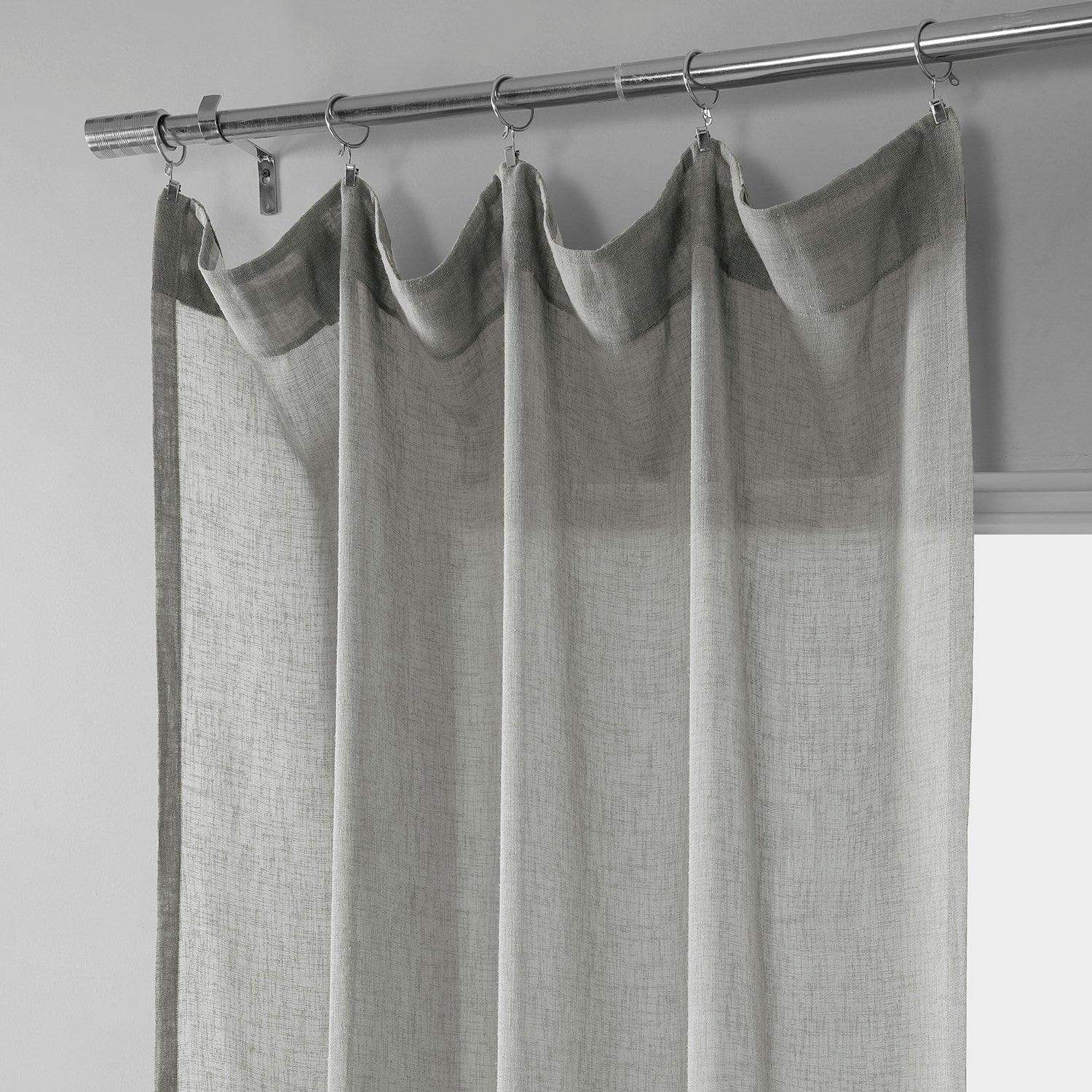 Alto Grey Linen Sheer Curtain Pair (2 Panels) - Image 2