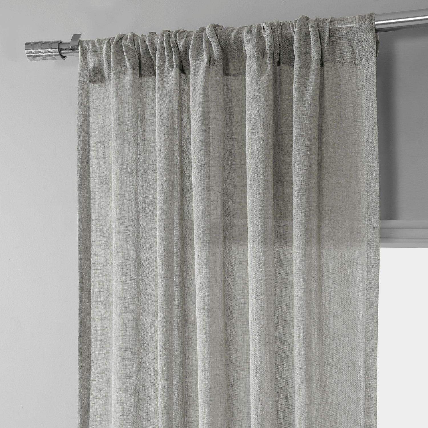 Alto Grey Linen Sheer Curtain Pair (2 Panels) - Image 3