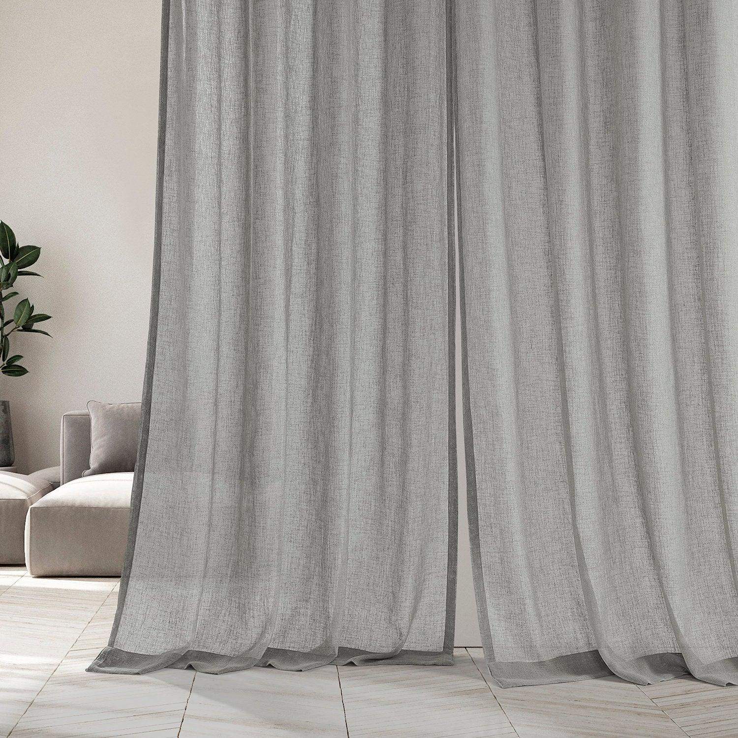 Alto Grey Linen Sheer Curtain Pair (2 Panels) - Image 5