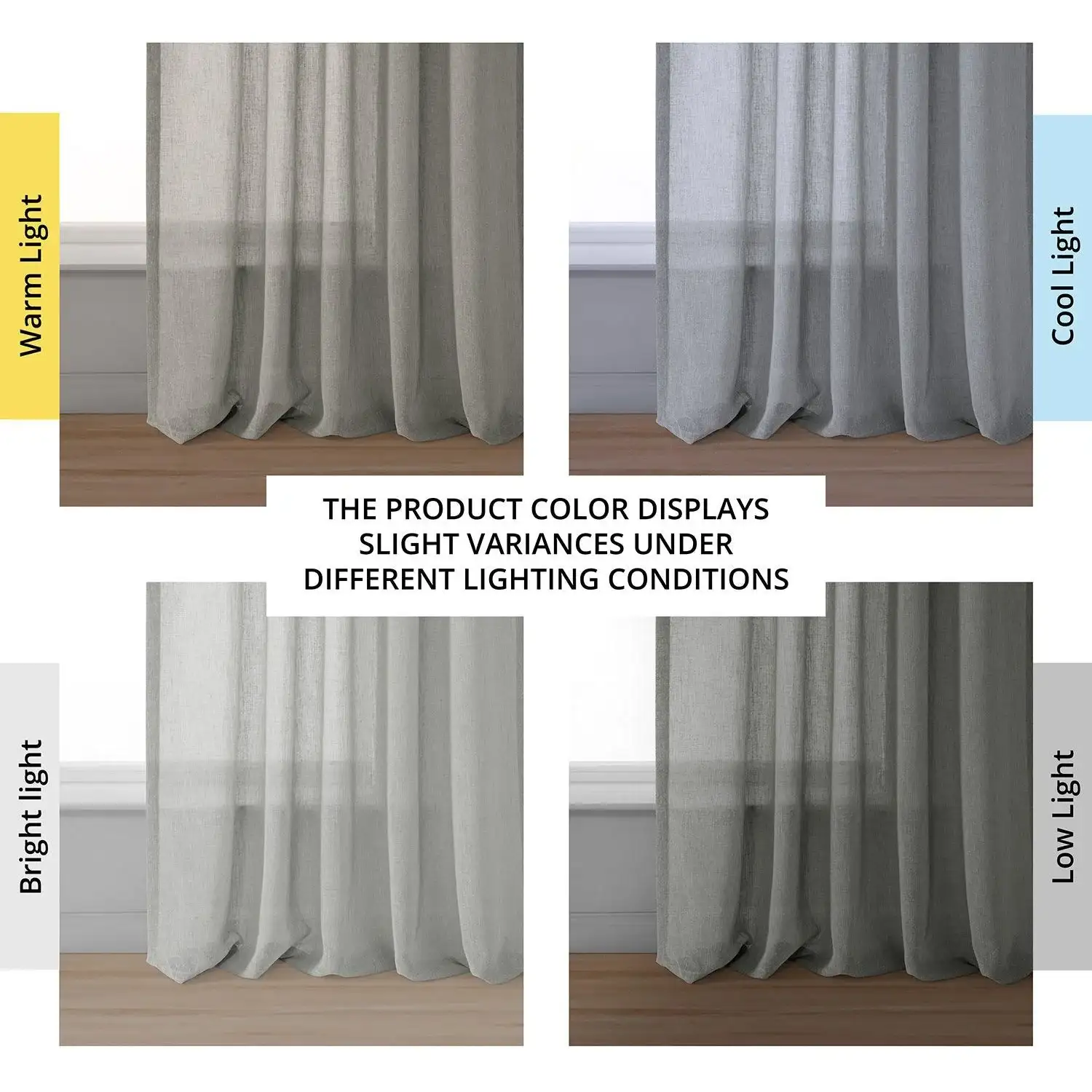 Alto Grey Linen Sheer Curtain Pair (2 Panels) - Image 6