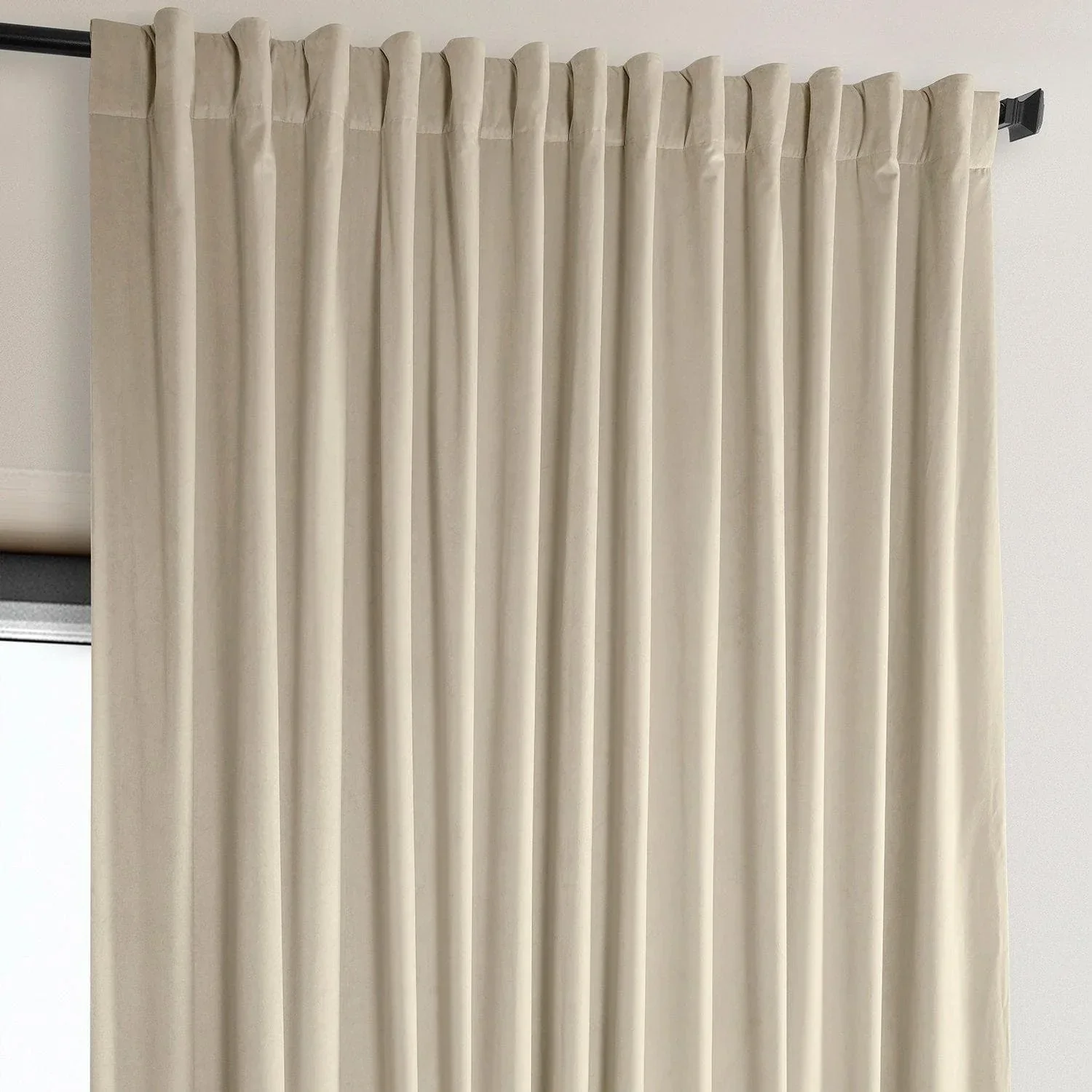 Angora Beige Extra Wide Signature Plush Velvet Hotel Blackout Curtain - Image 4