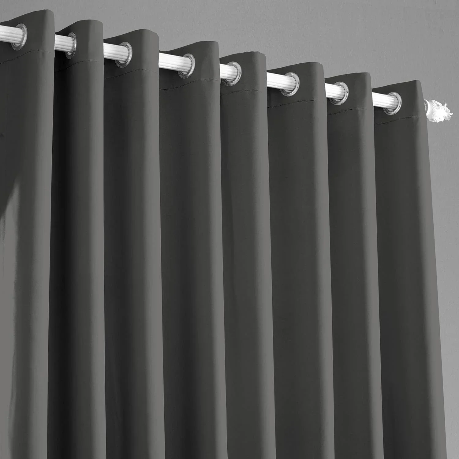 Anthracite Grey Extra Wide Grommet Room Darkening Curtain - Image 2