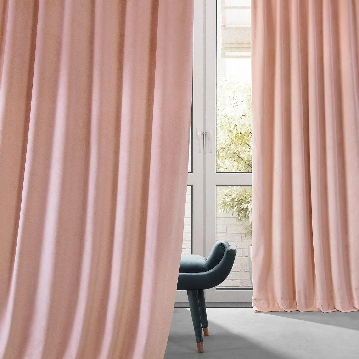 Apricot Blossom Signature Plush Velvet Hotel Blackout Curtain - Image 6