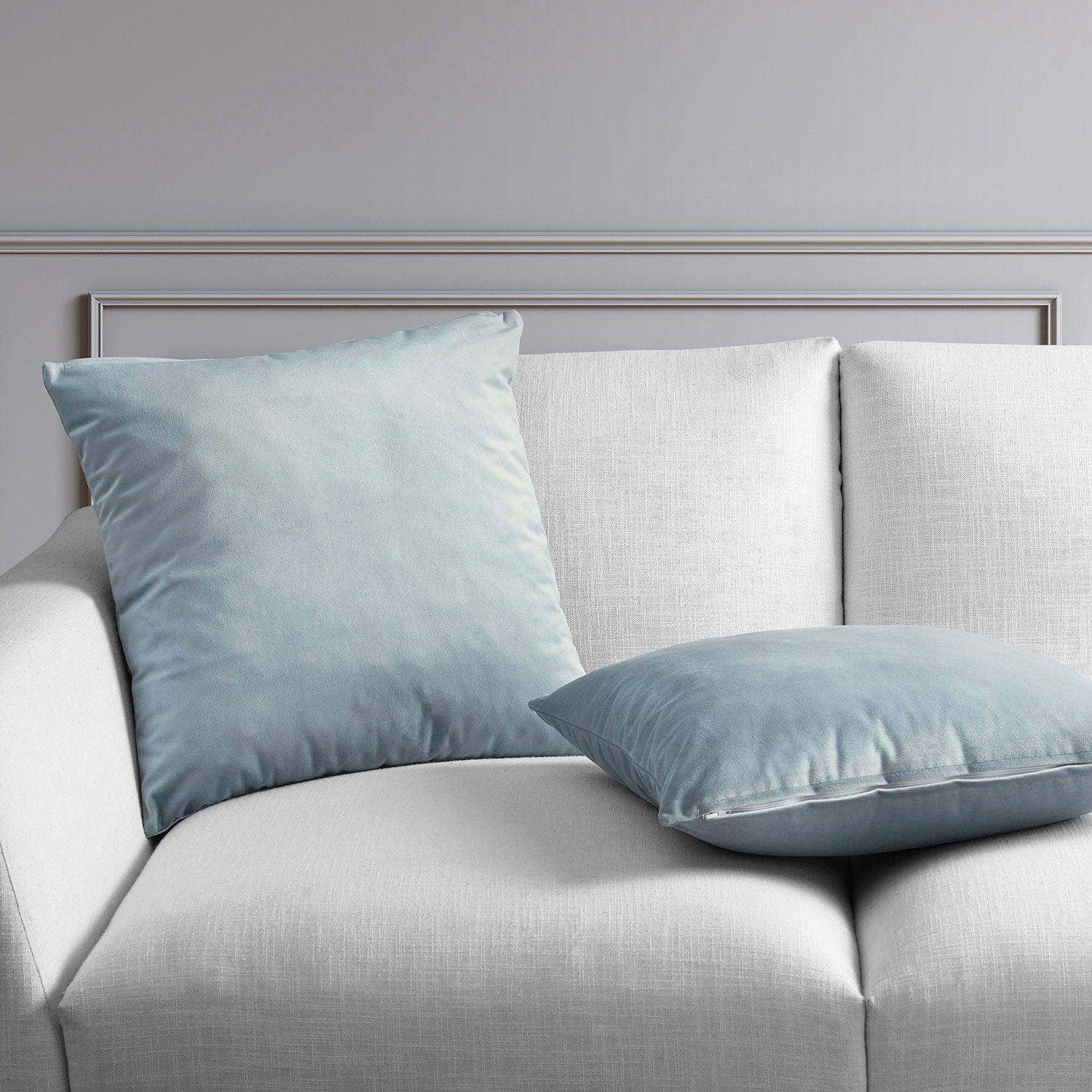 Aquarius Blue Heritage Plush Velvet Cushion Covers - Pair - Image 2
