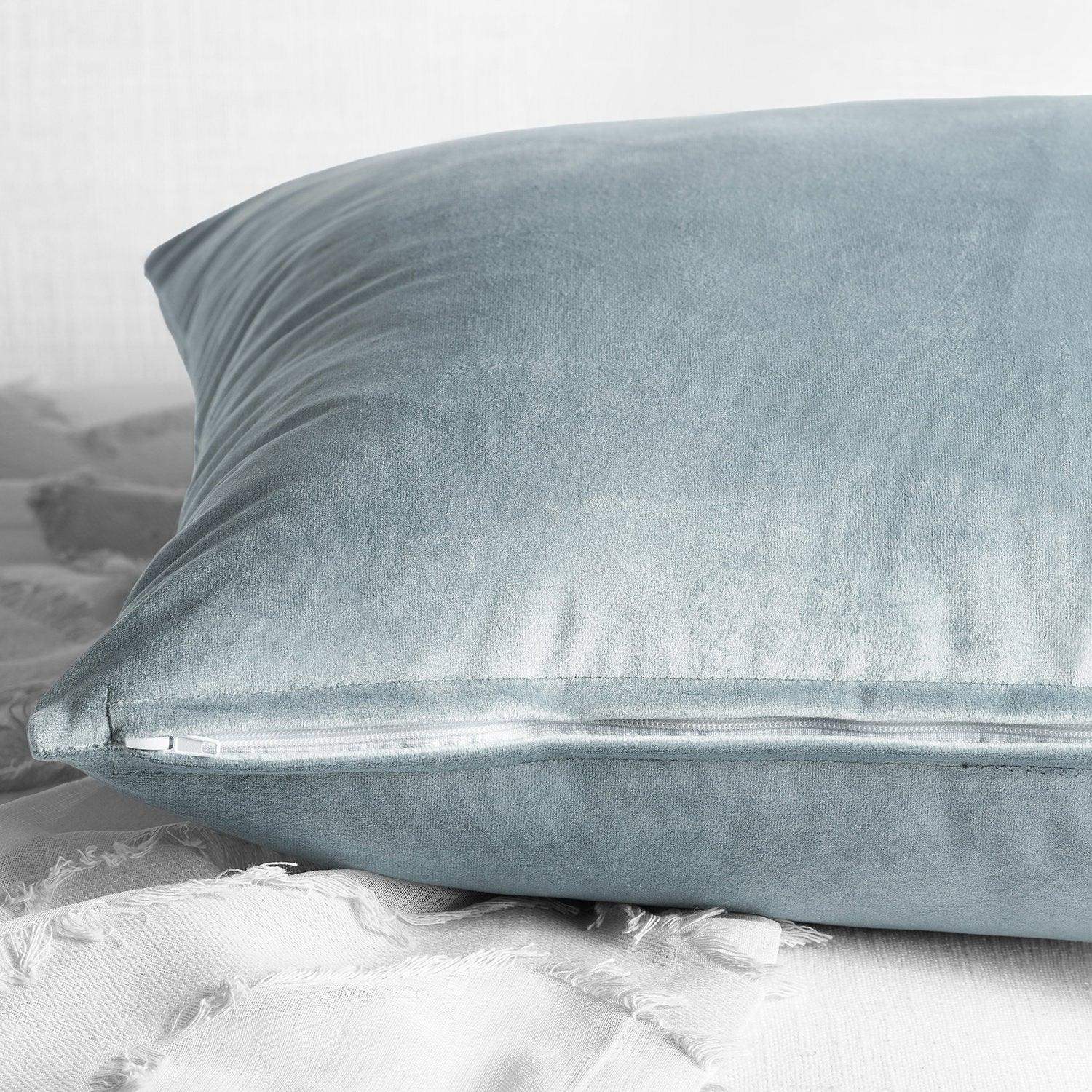 Aquarius Blue Heritage Plush Velvet Cushion Covers - Pair - Image 3