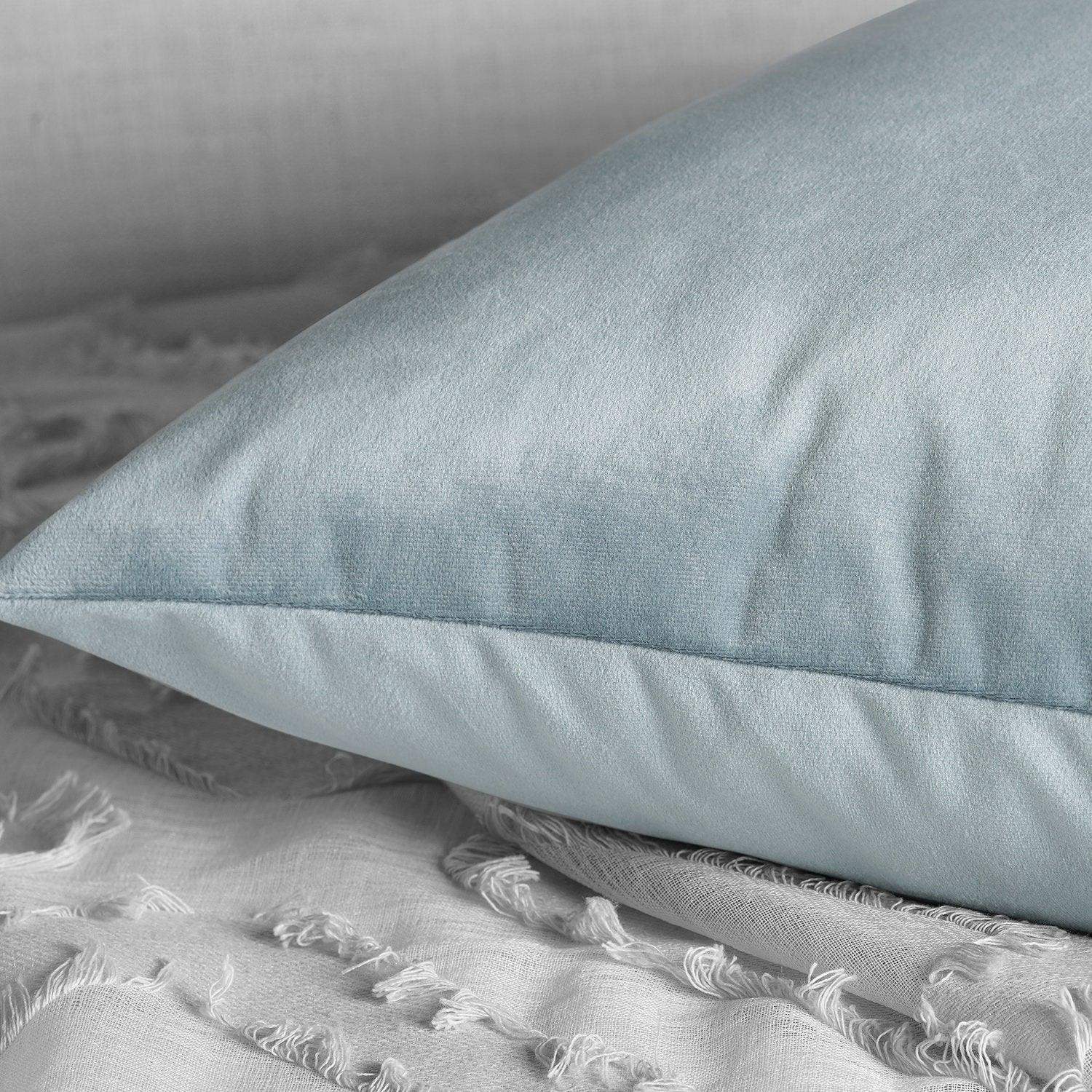Aquarius Blue Heritage Plush Velvet Cushion Covers - Pair - Image 4