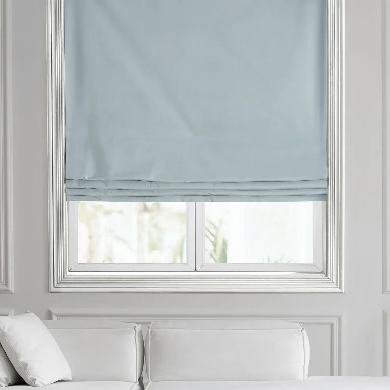 Aquarius Blue Heritage Plush Velvet Roman Shade