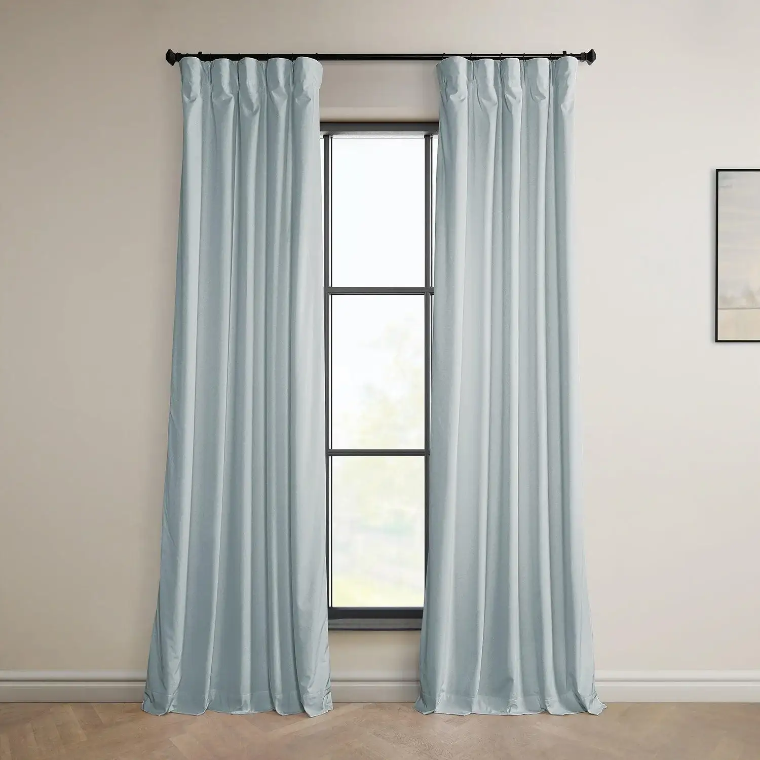 Aquarius Blue Heritage Plush Velvet Room Darkening Curtain
