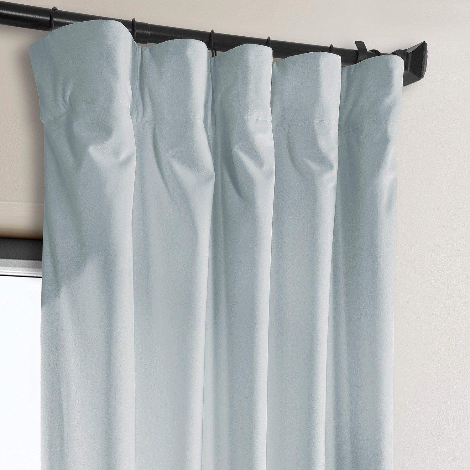 Aquarius Blue Heritage Plush Velvet Room Darkening Curtain - Image 2