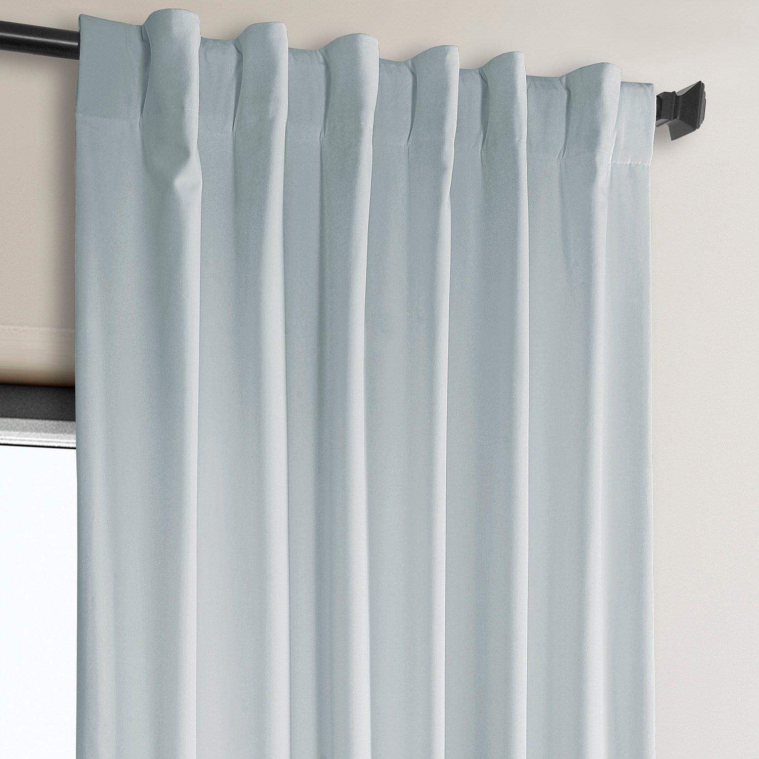 Aquarius Blue Heritage Plush Velvet Room Darkening Curtain - Image 3