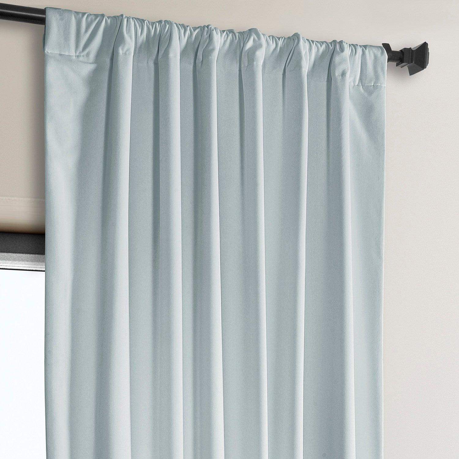 Aquarius Blue Heritage Plush Velvet Room Darkening Curtain - Image 4