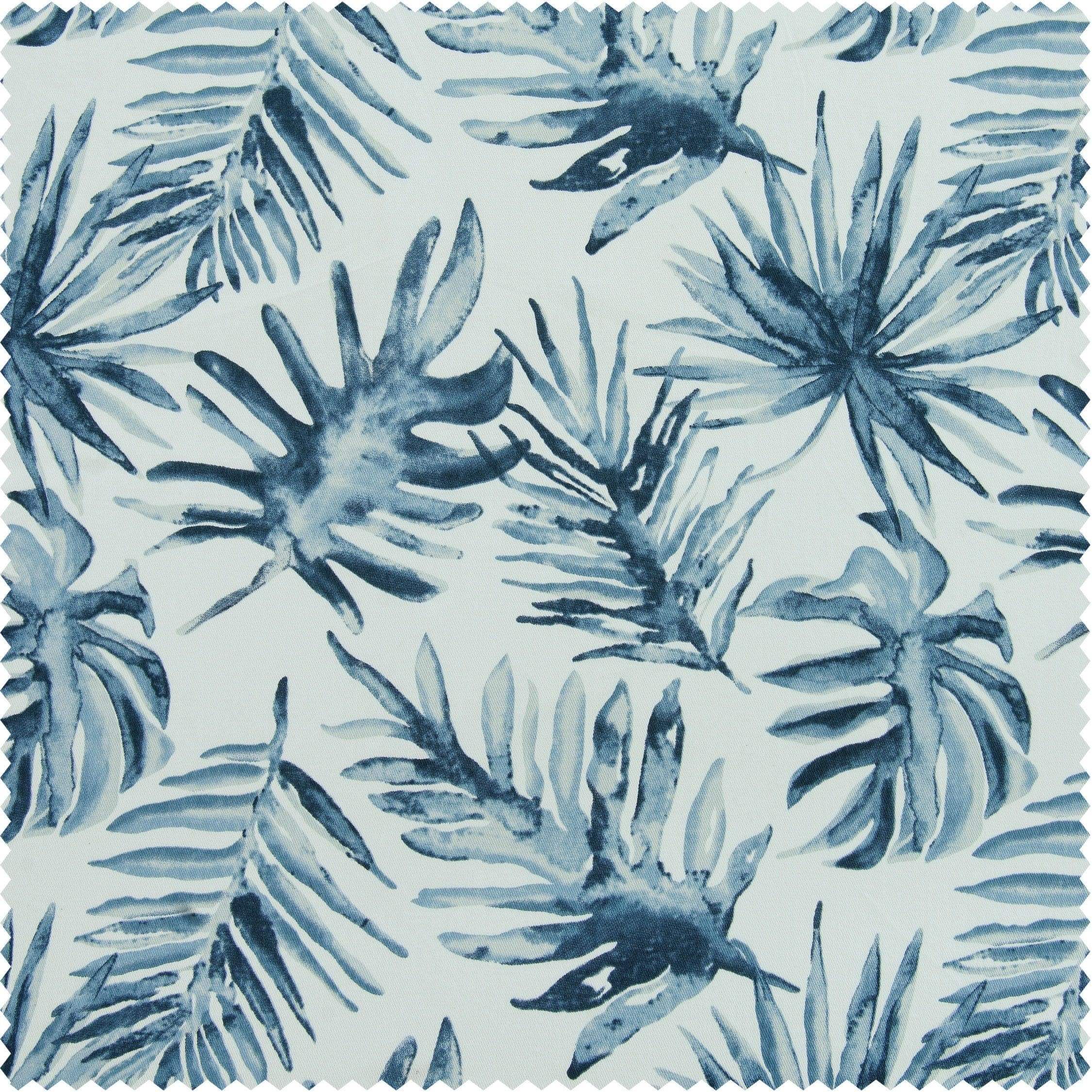 Artemis Blue Floral Printed Cotton Custom Curtain - Image 2