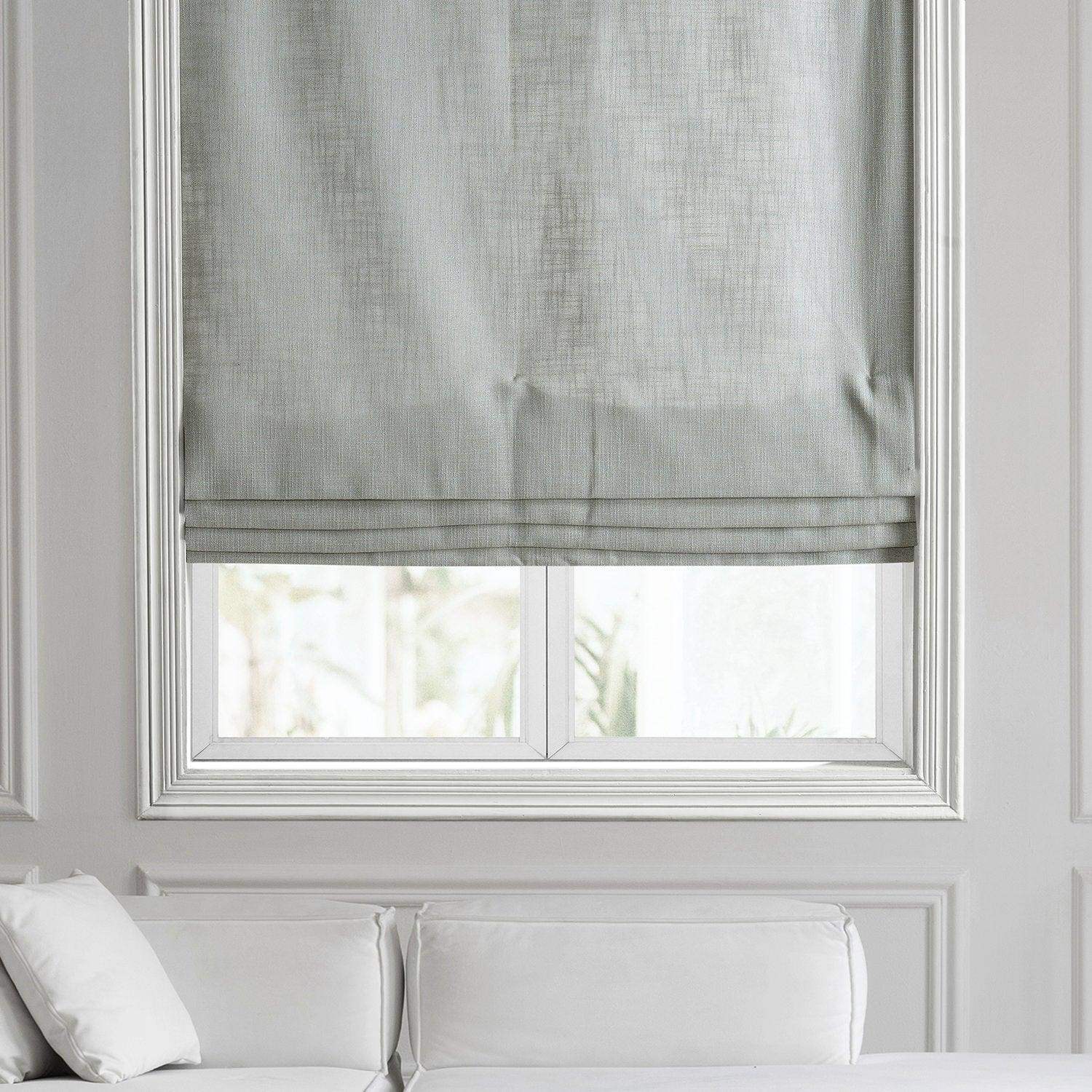 Ash Grey Heavy Faux Linen Roman Shade