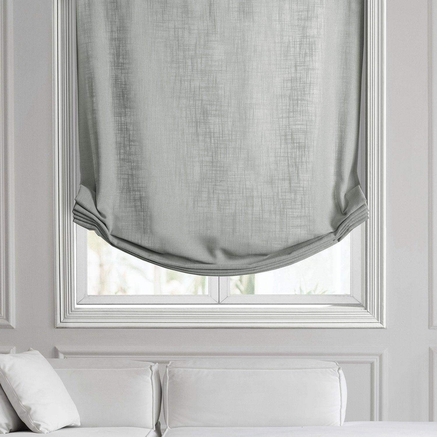 Ash Grey Heavy Faux Linen Roman Shade - Image 2