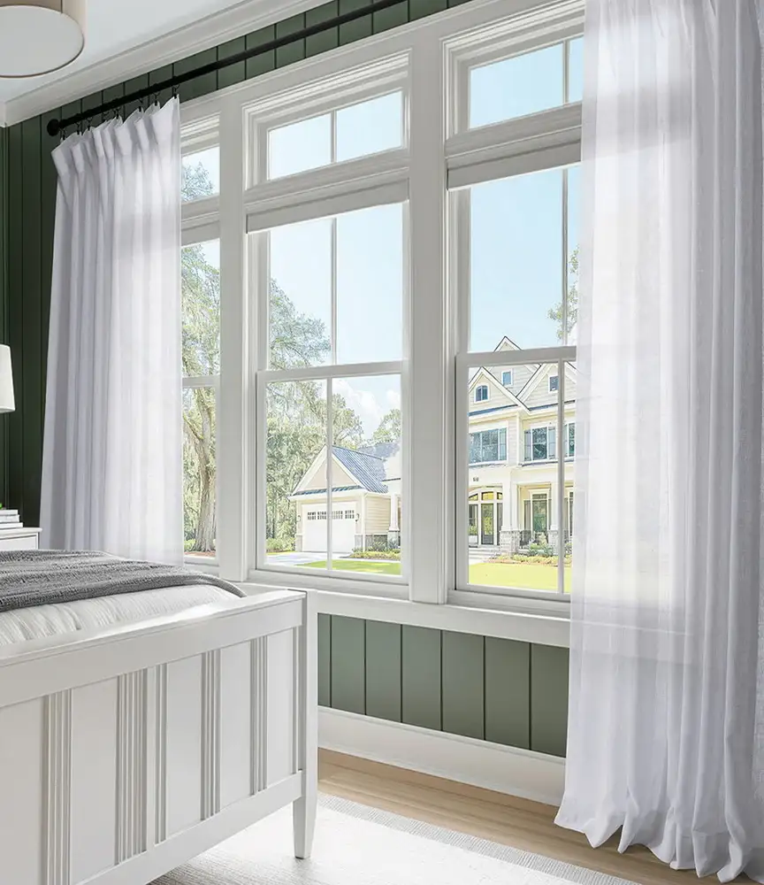 Aspen White Textured Faux Linen Sheer Custom Curtain