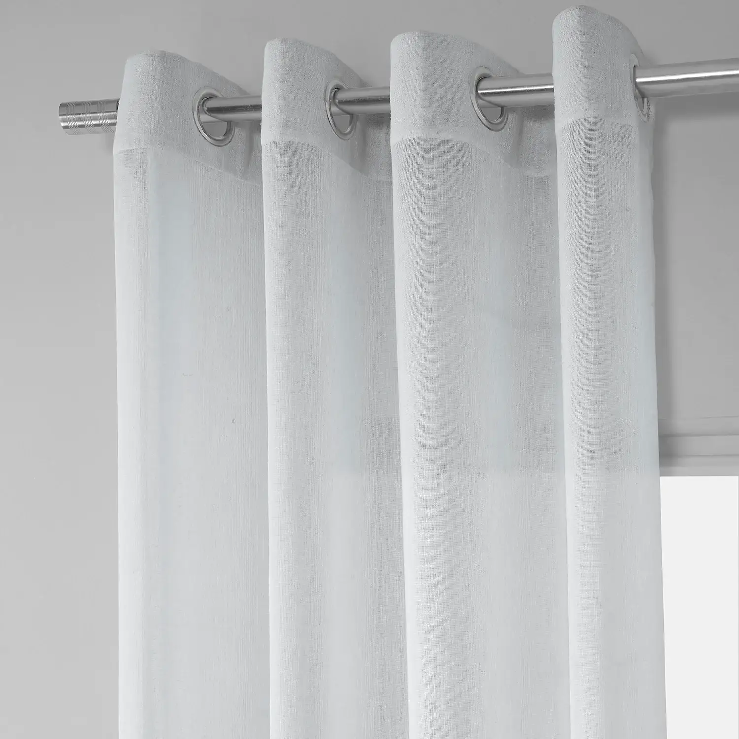Aspen White Textured Faux Linen Sheer Custom Curtain - Image 4