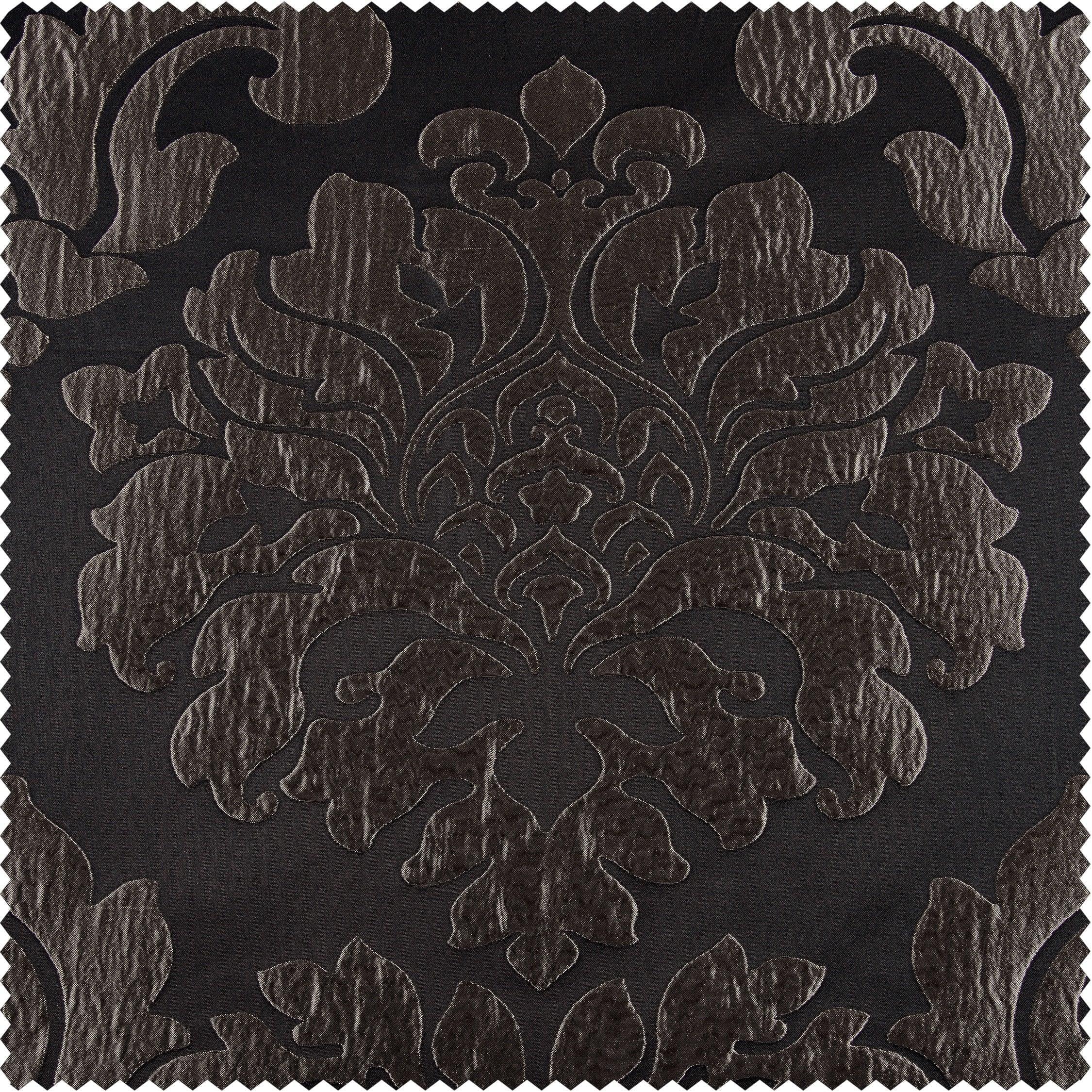 Astoria Black & Pewter Damask Faux Silk Jacquard Custom Curtain - Image 2