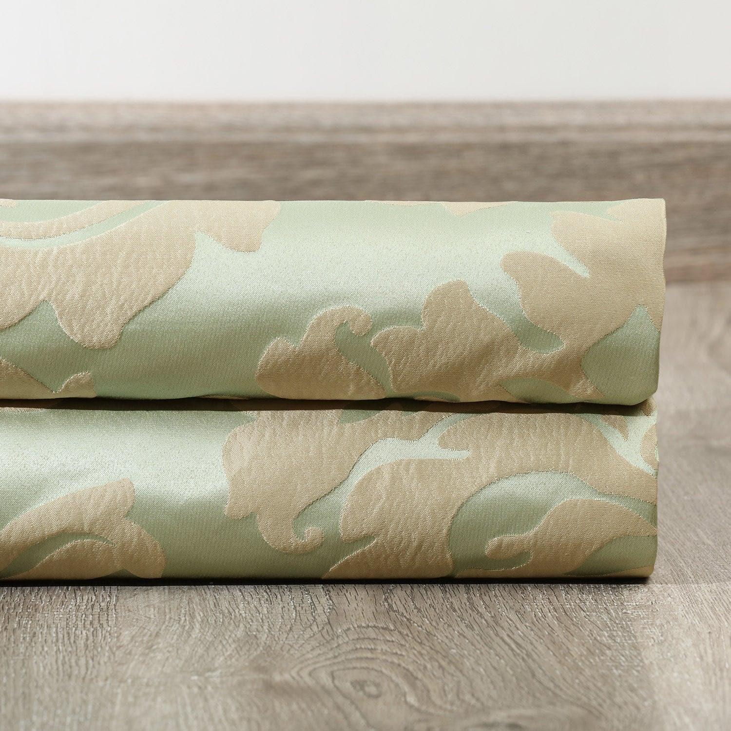 Astoria Jade & Taupe Faux Silk Jacquard Fabric