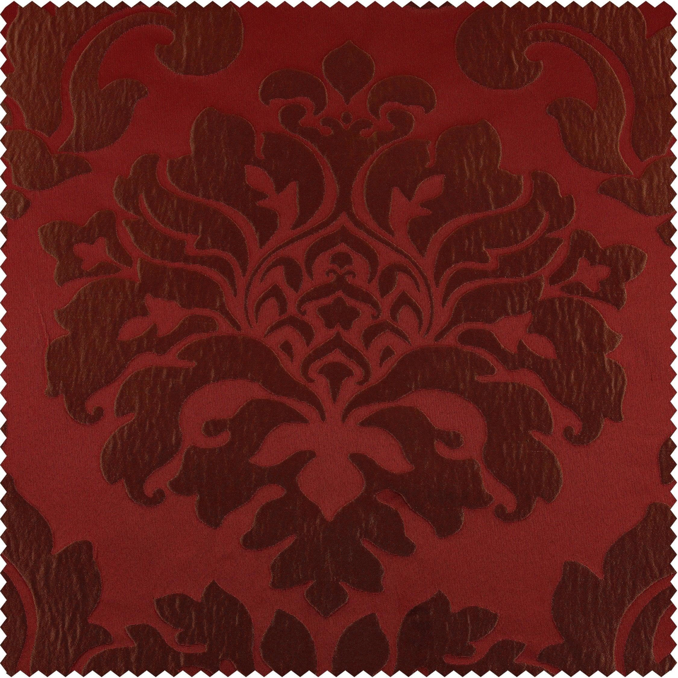 Astoria Red & Bronze Damask Faux Silk Jacquard Custom Curtain - Image 2