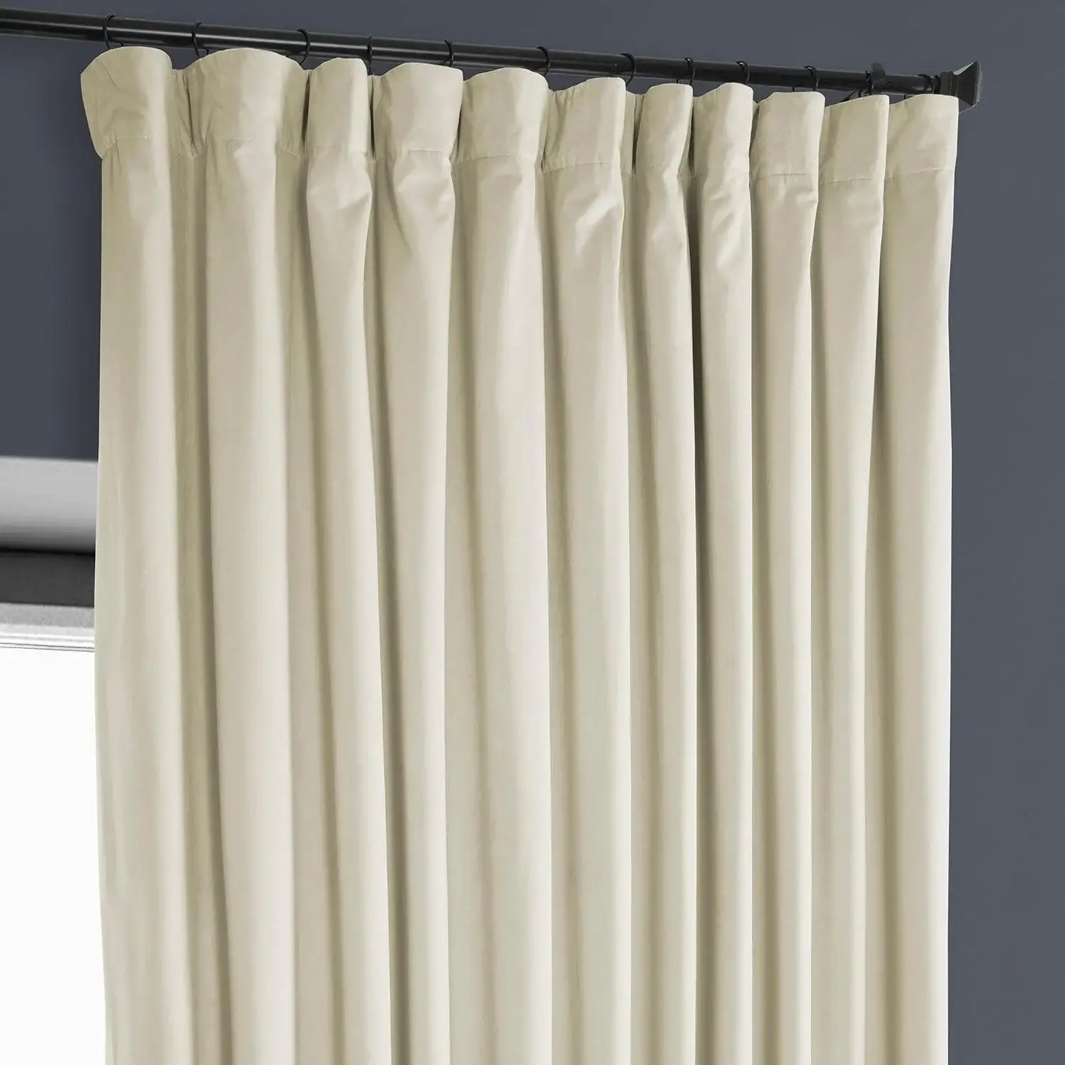 Au Lait Crème Extra Wide Heritage Plush Velvet Room Darkening Curtain - Image 2
