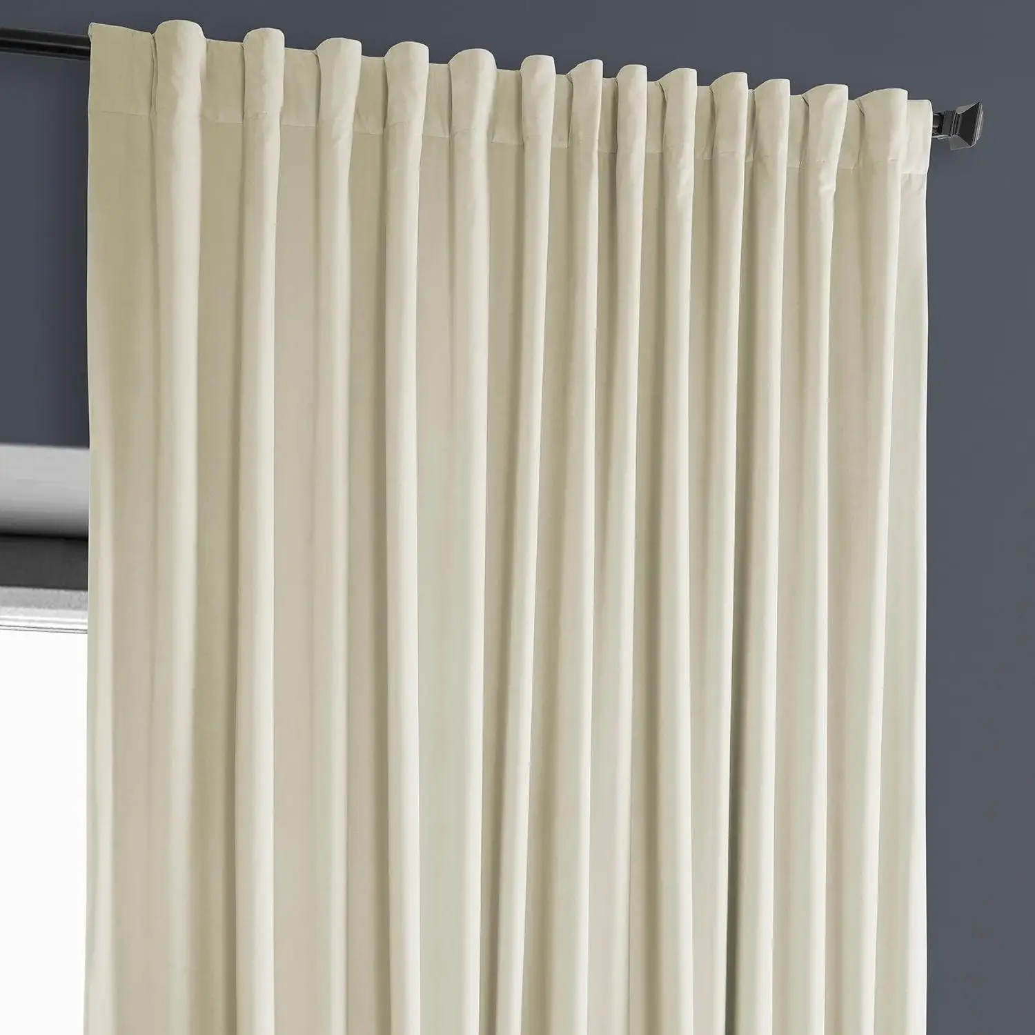 Au Lait Crème Extra Wide Heritage Plush Velvet Room Darkening Curtain - Image 3