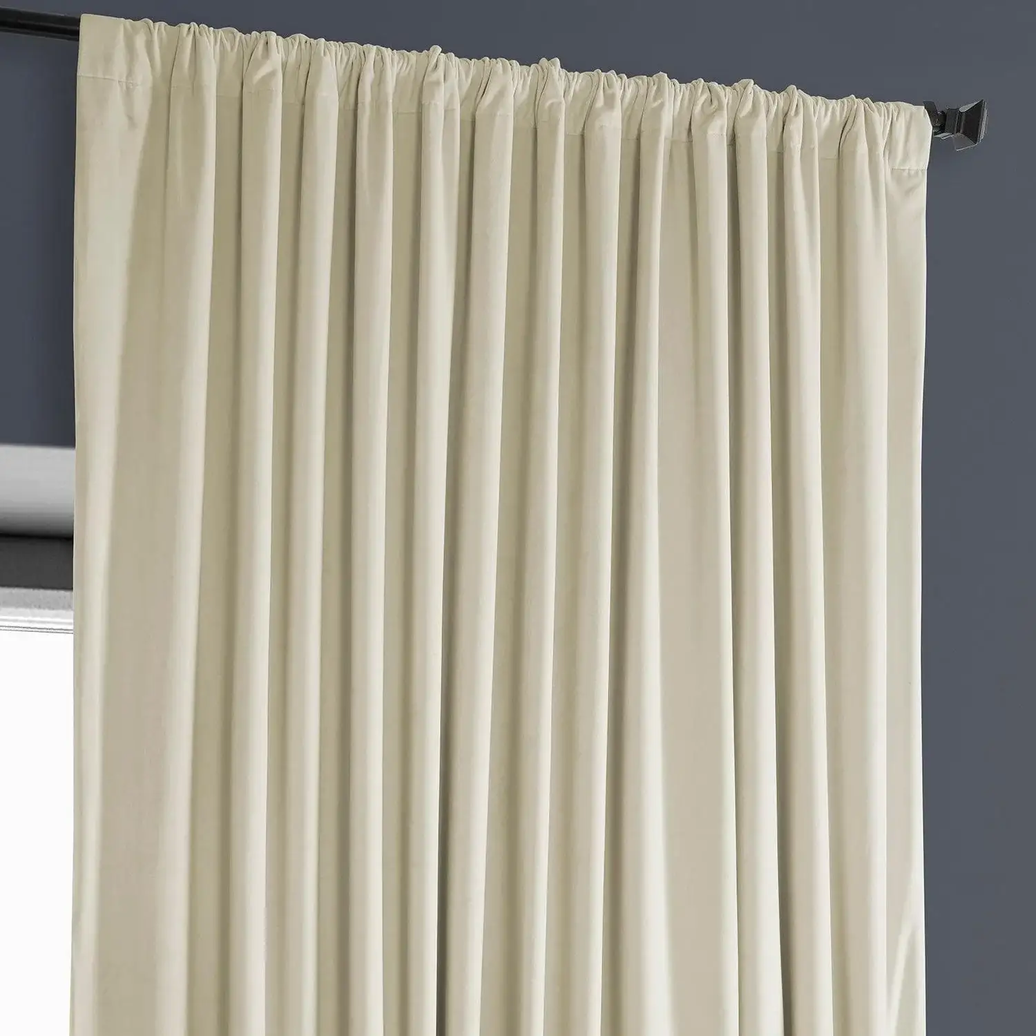 Au Lait Crème Extra Wide Heritage Plush Velvet Room Darkening Curtain - Image 4
