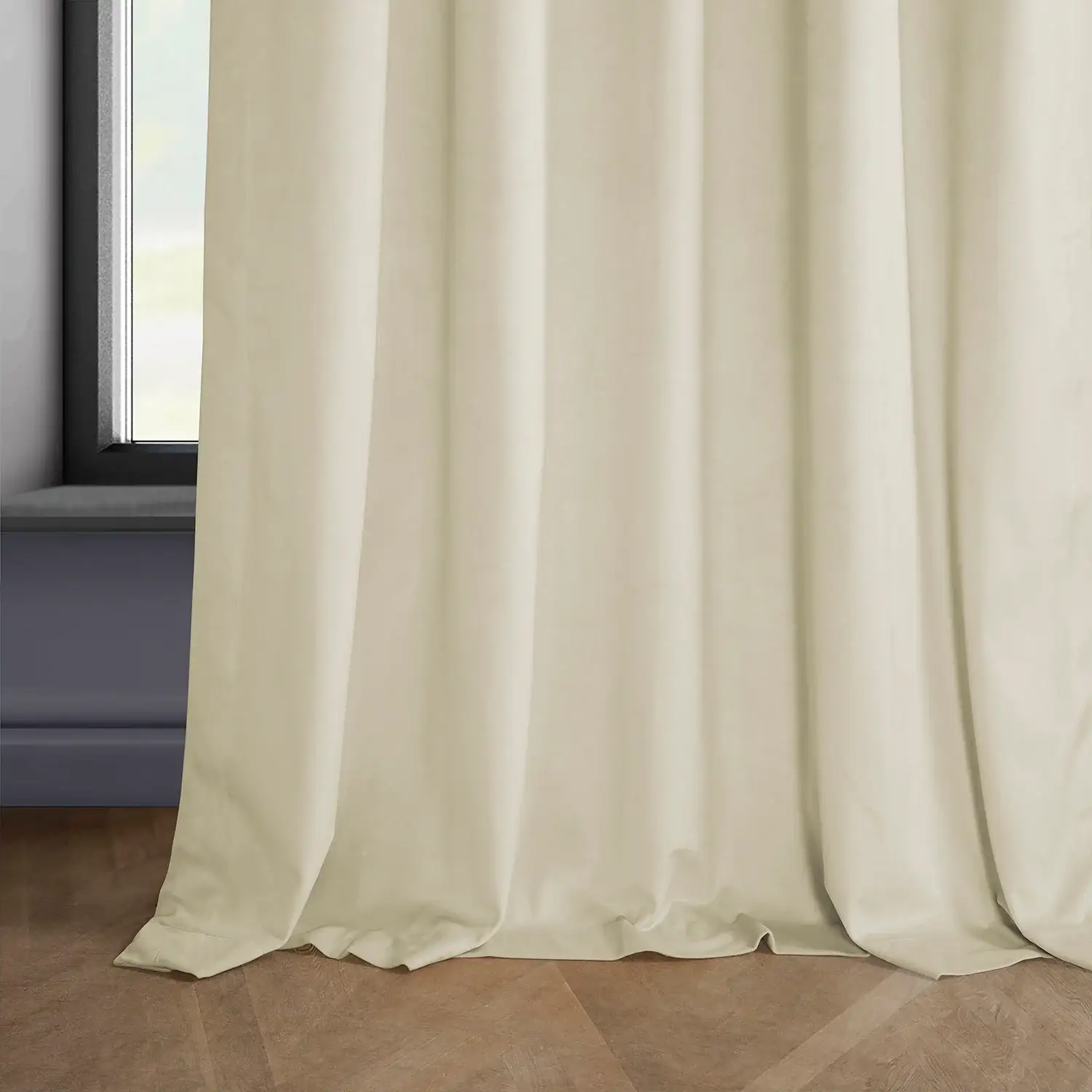 Au Lait Crème Heritage Plush Velvet Custom Curtain - Image 3
