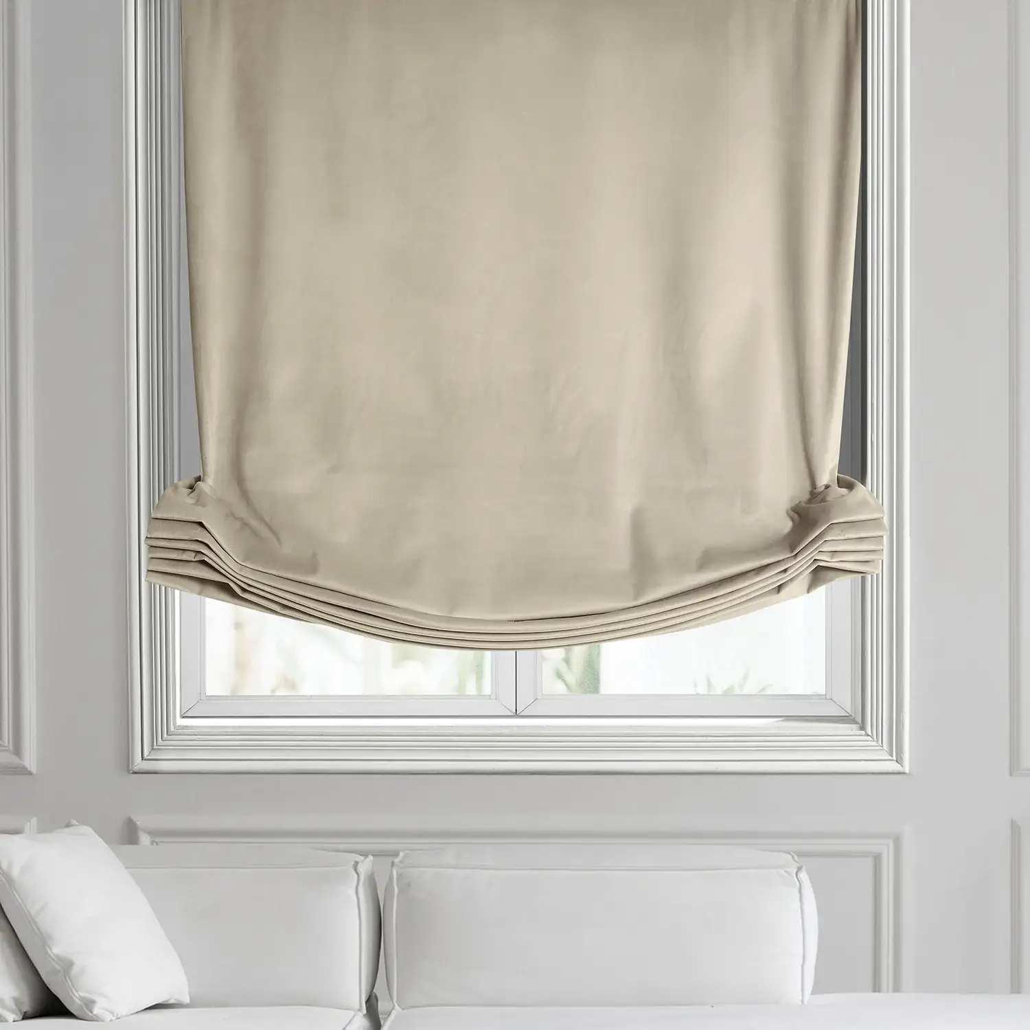 Au Lait Crème Heritage Plush Velvet Roman Shade - Image 2