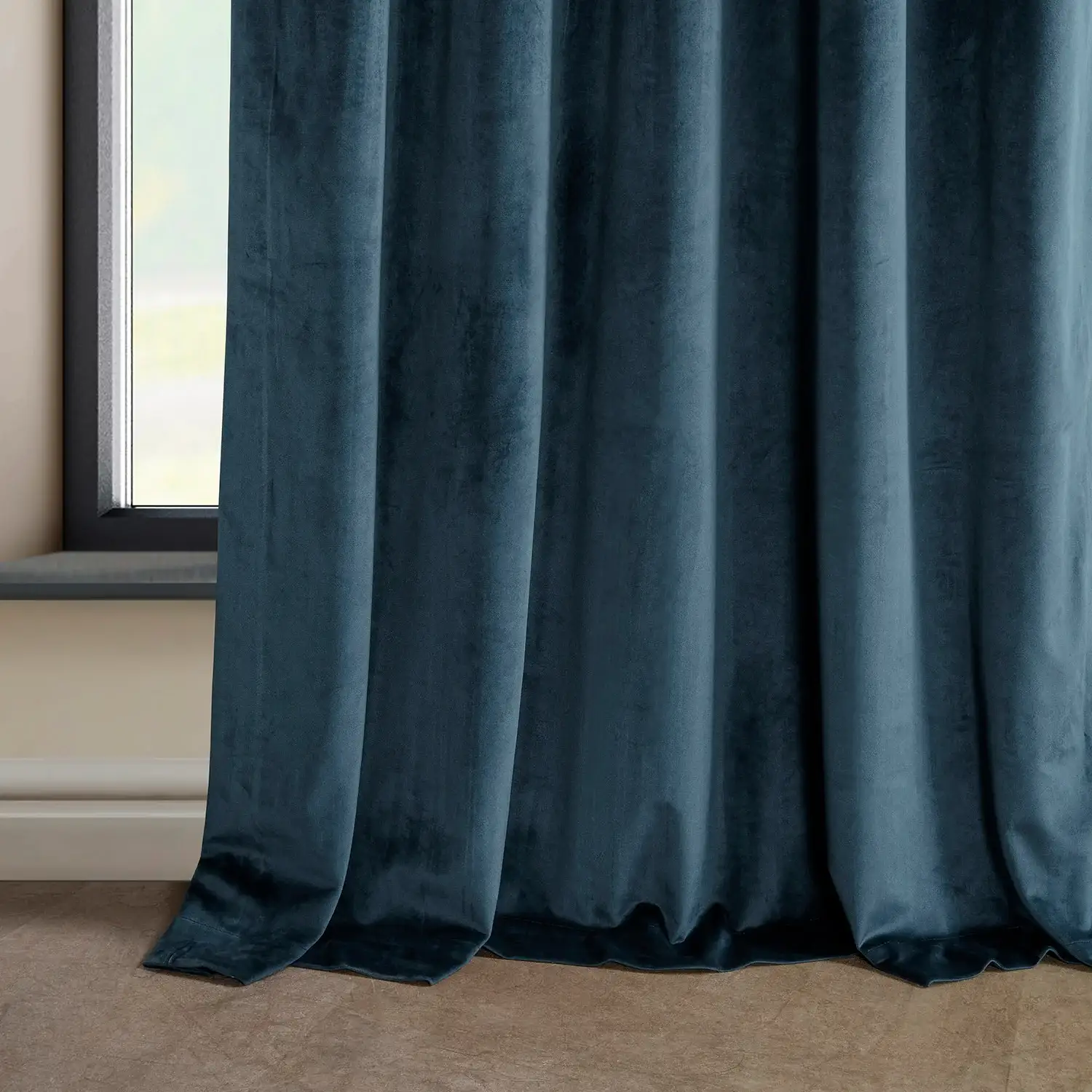 Avalon Blue Heritage Plush Velvet Custom Curtain - Image 3