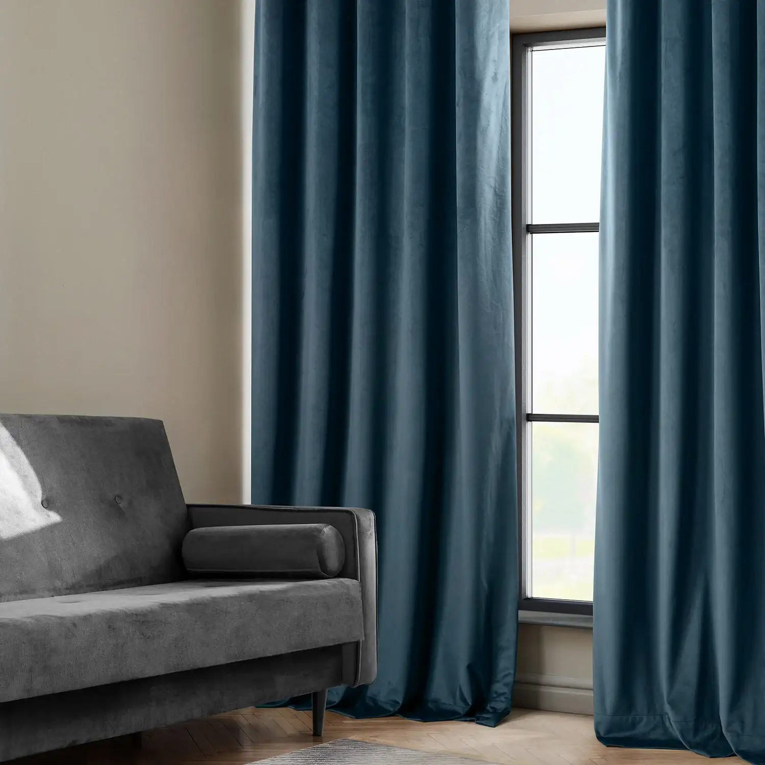 Avalon Blue Heritage Plush Velvet Custom Curtain - Image 4