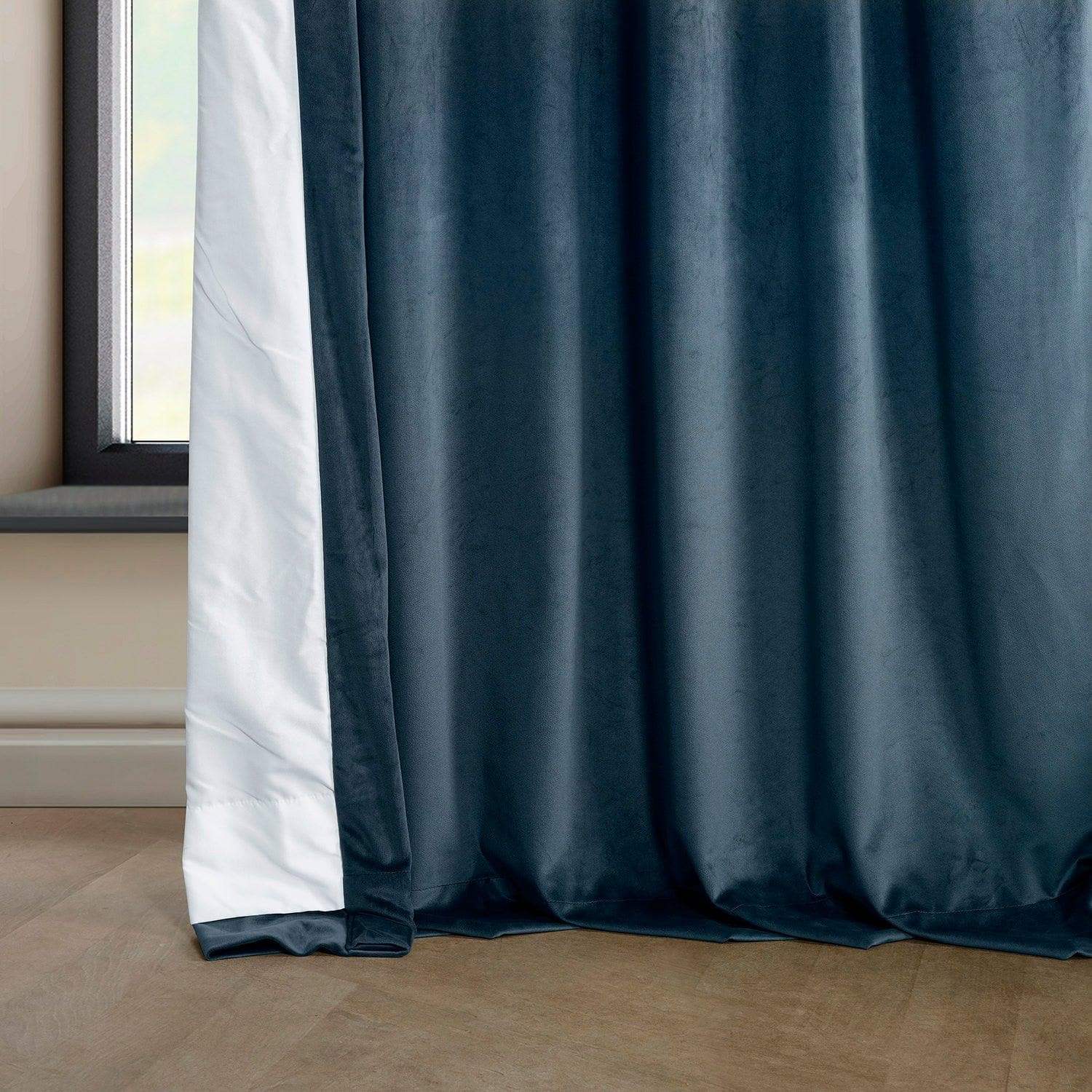 Avalon Blue Heritage Plush Velvet Room Darkening Curtain - Image 5