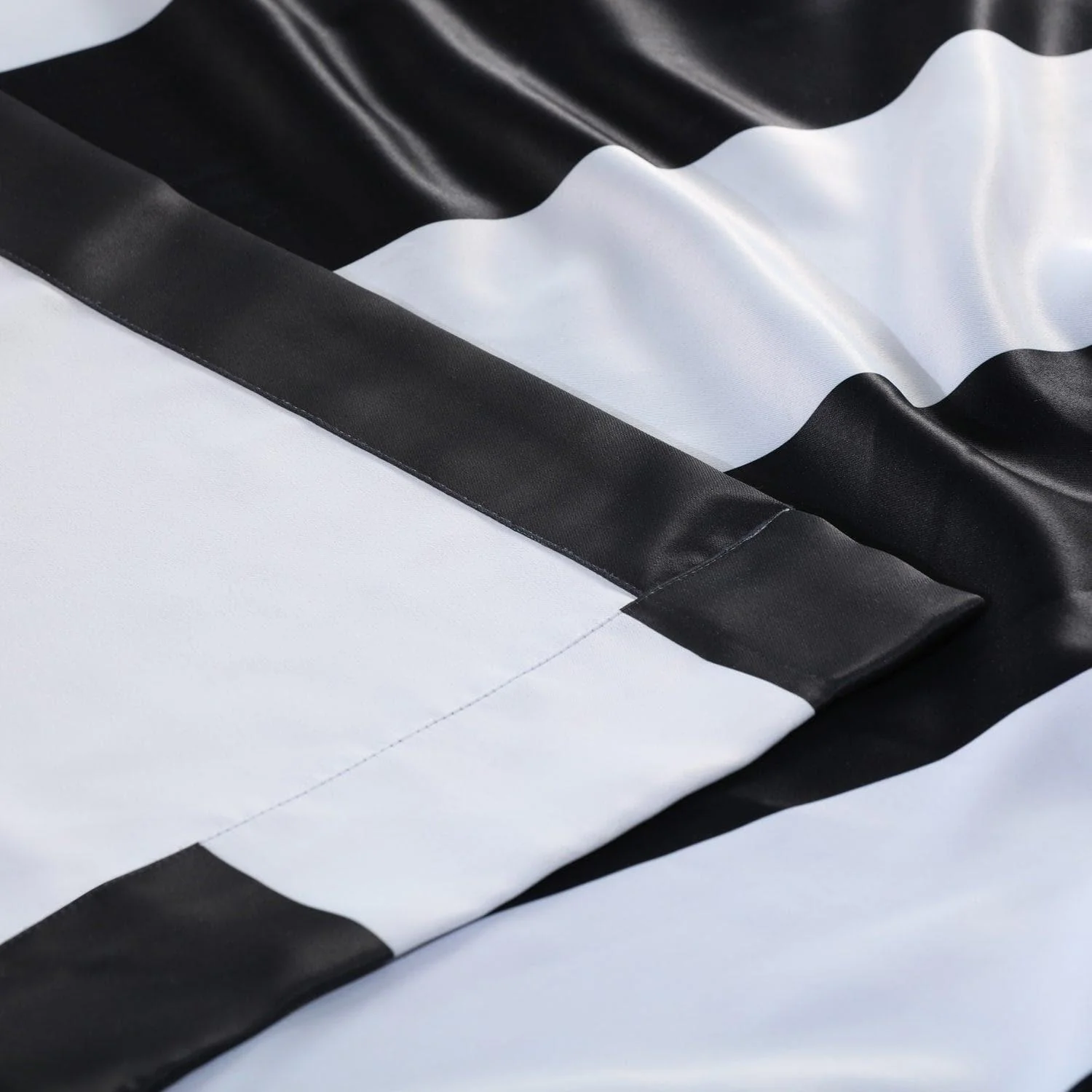 Awning Black & Fog White Striped Grommet Room Darkening Curtain - Image 4