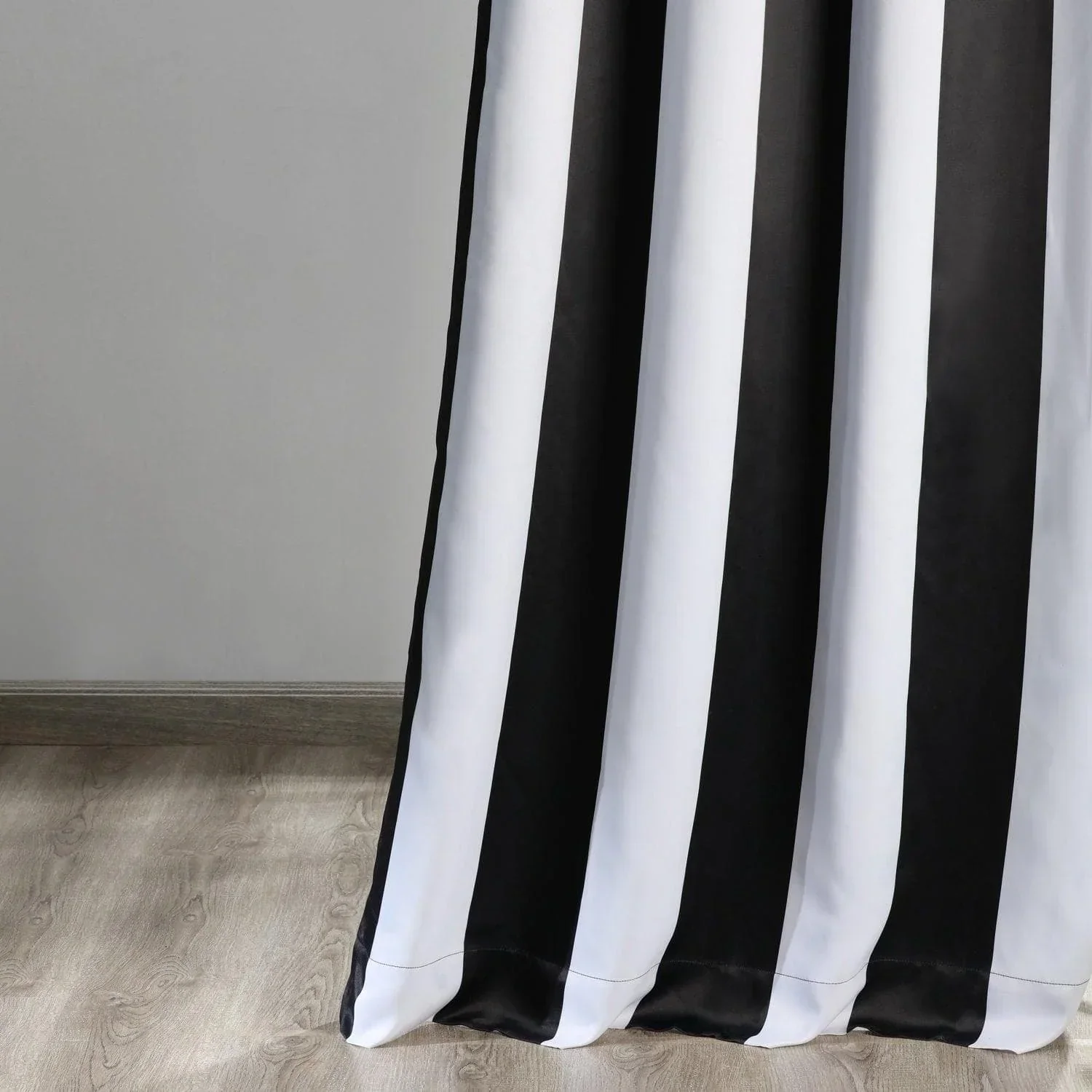 Awning Black & Fog White Striped Grommet Room Darkening Curtain - Image 5