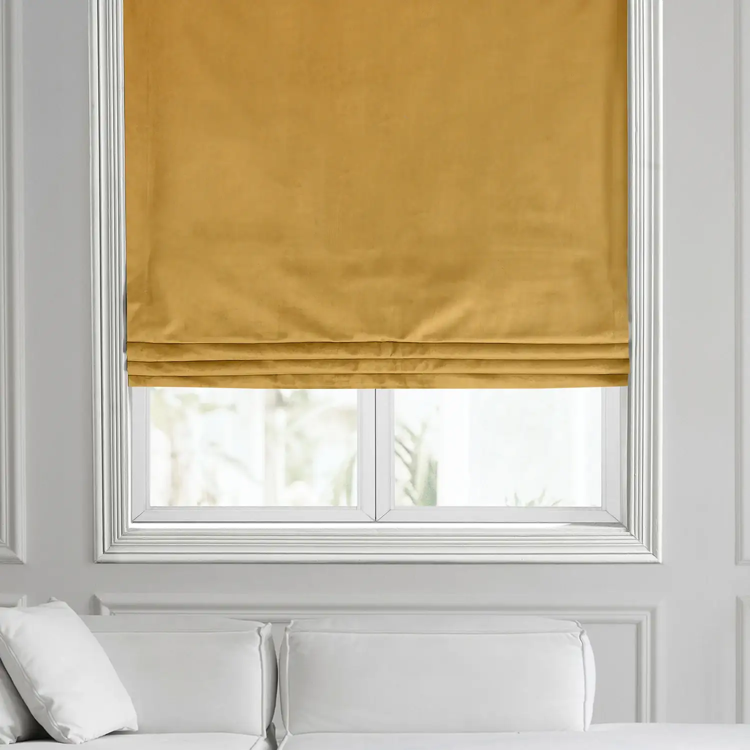 Aztec Gold Heritage Plush Velvet Roman Shade