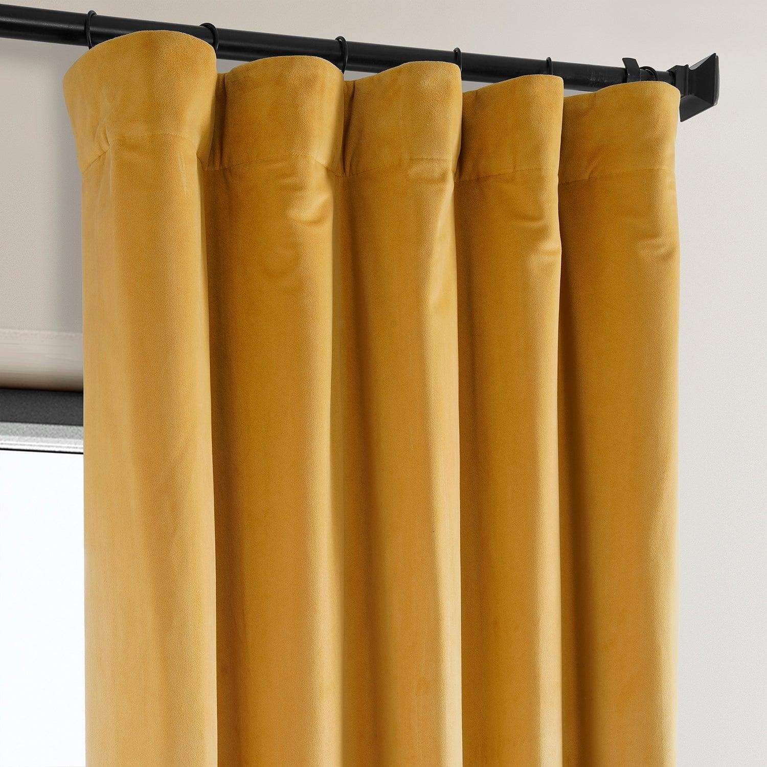 Aztec Gold Heritage Plush Velvet Room Darkening Curtain - Image 2