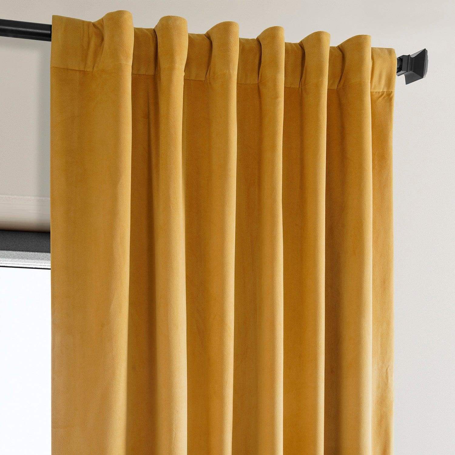 Aztec Gold Heritage Plush Velvet Room Darkening Curtain - Image 3
