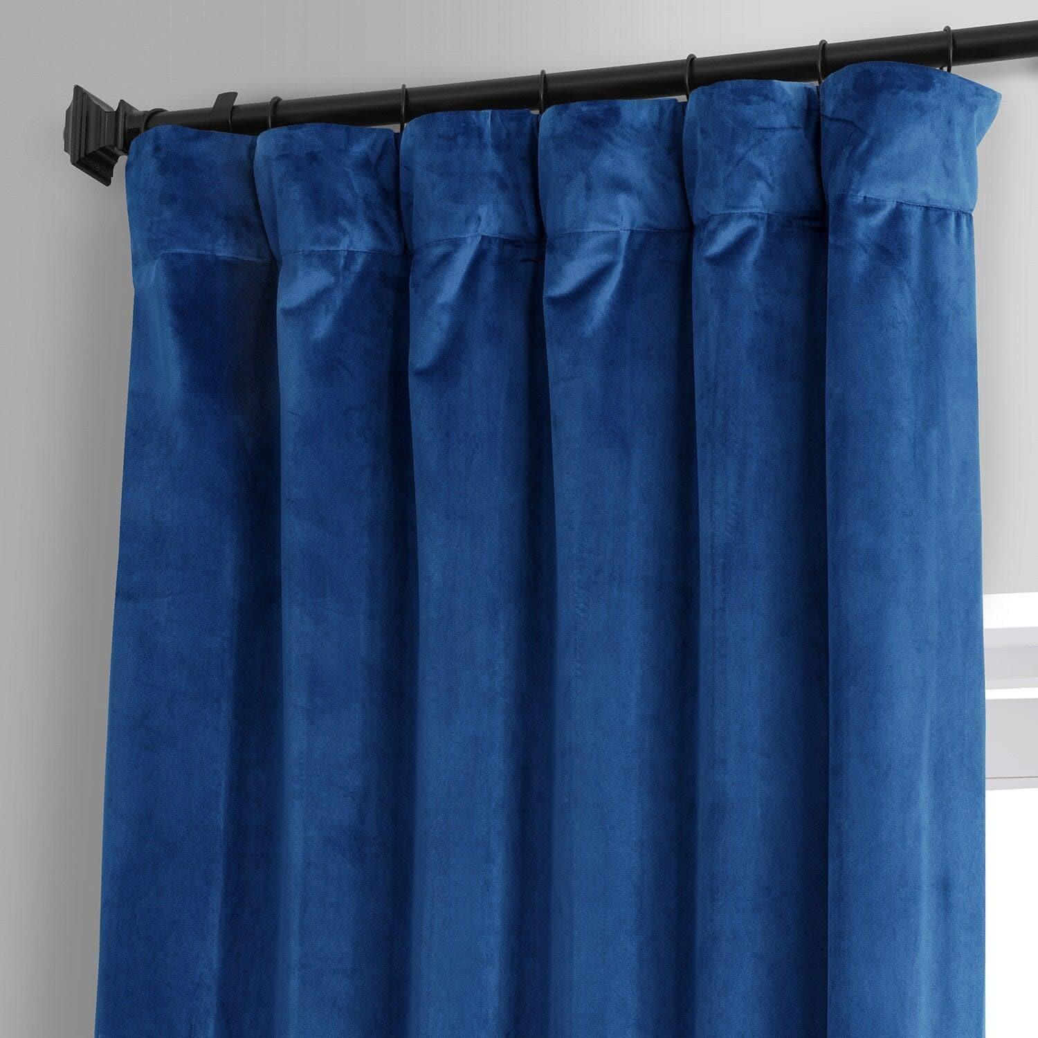Babylonian Blue Signature Plush Velvet Hotel Blackout Curtain - Image 2