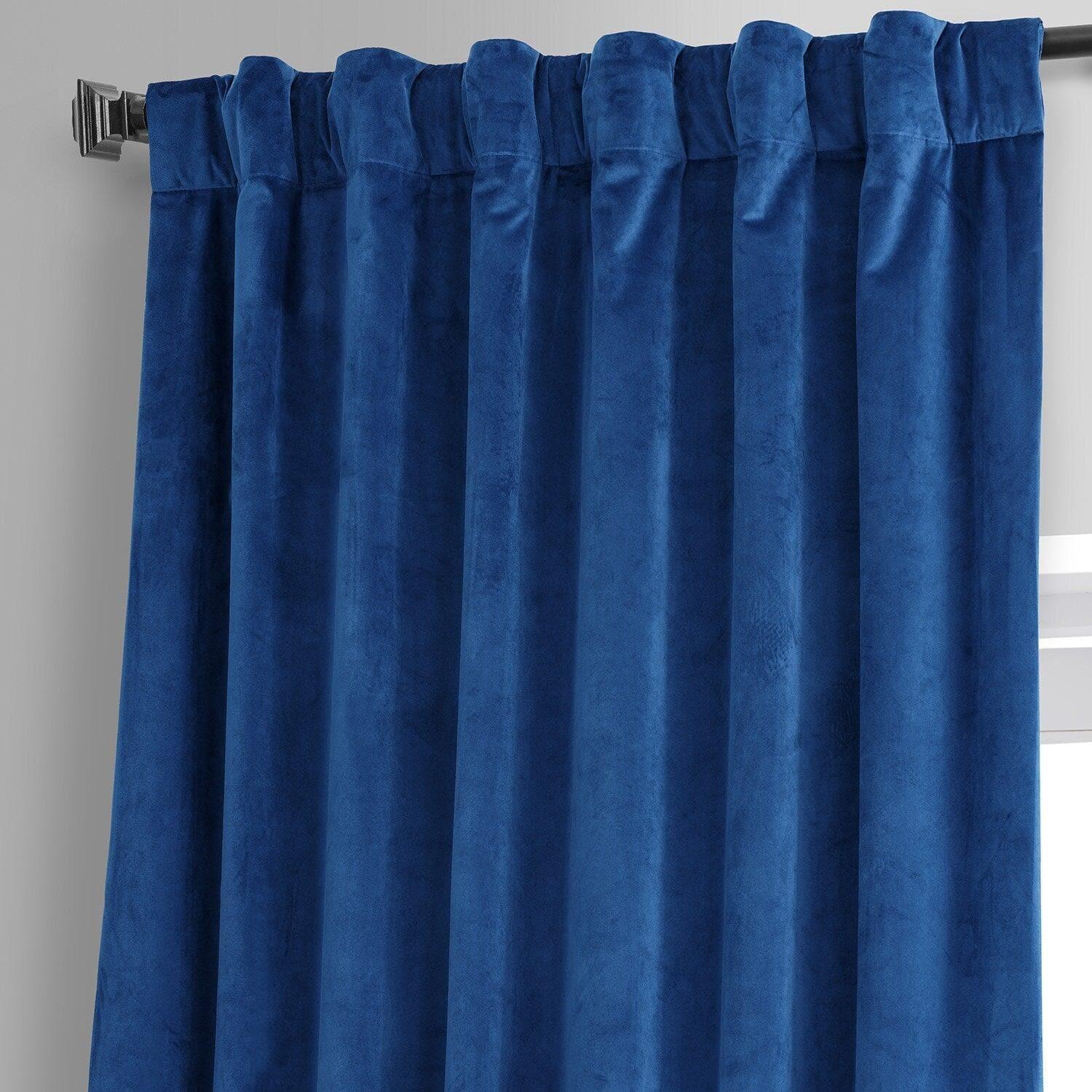 Babylonian Blue Signature Plush Velvet Hotel Blackout Curtain - Image 3