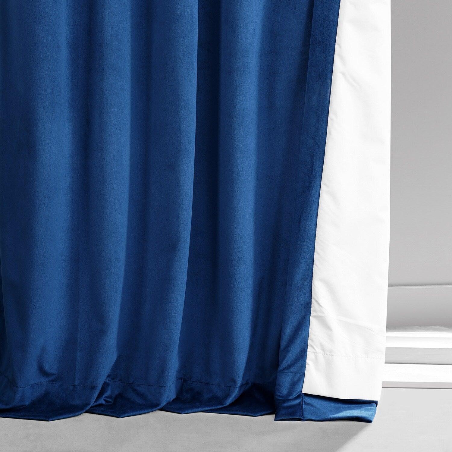 Babylonian Blue Signature Plush Velvet Hotel Blackout Curtain - Image 5