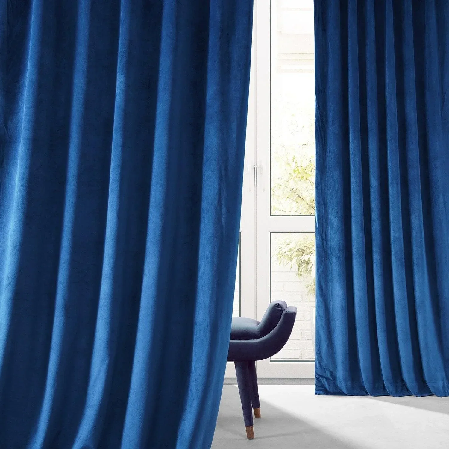 Babylonian Blue Signature Plush Velvet Hotel Blackout Curtain - Image 6