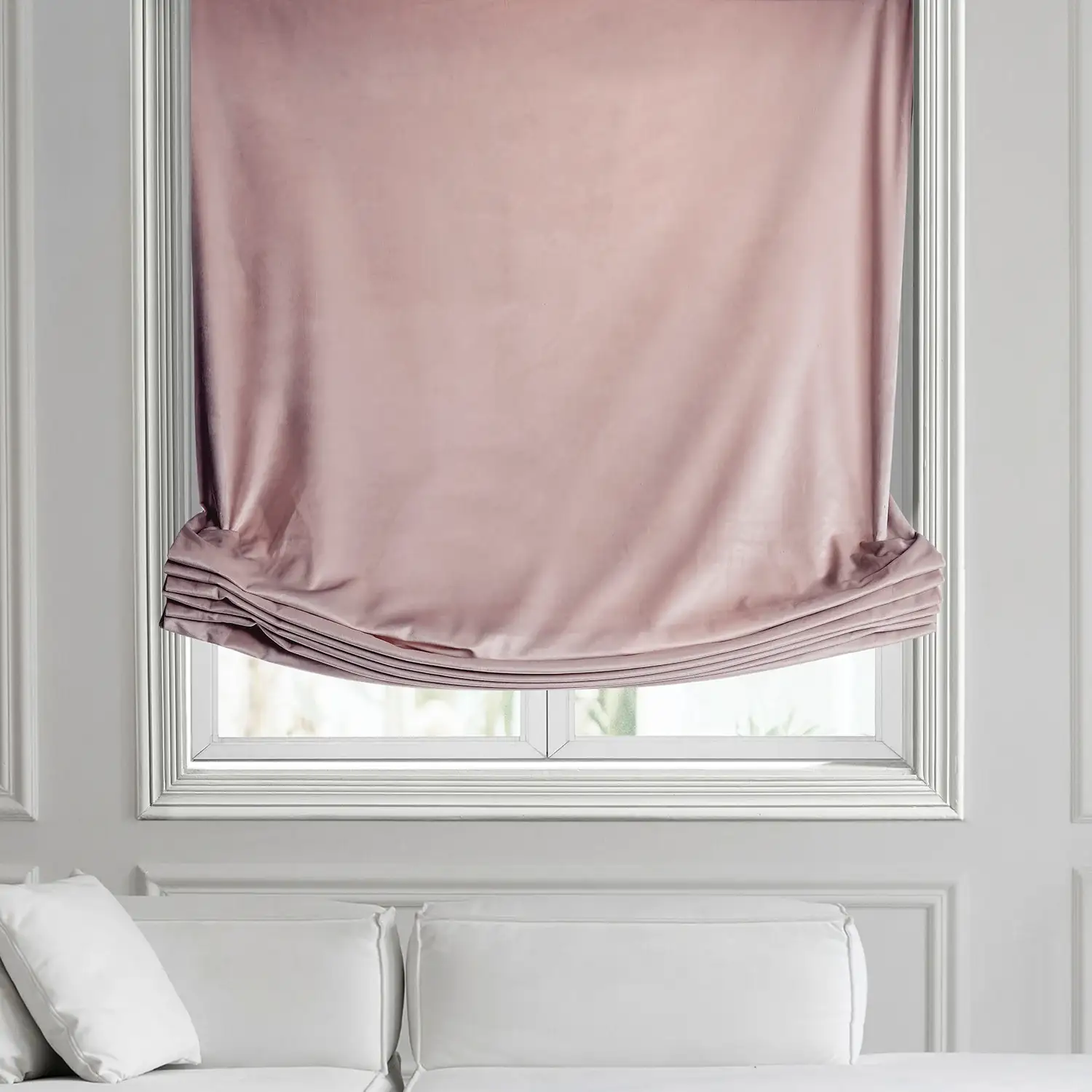 Ballet Pink Heritage Plush Velvet Roman Shade - Image 2