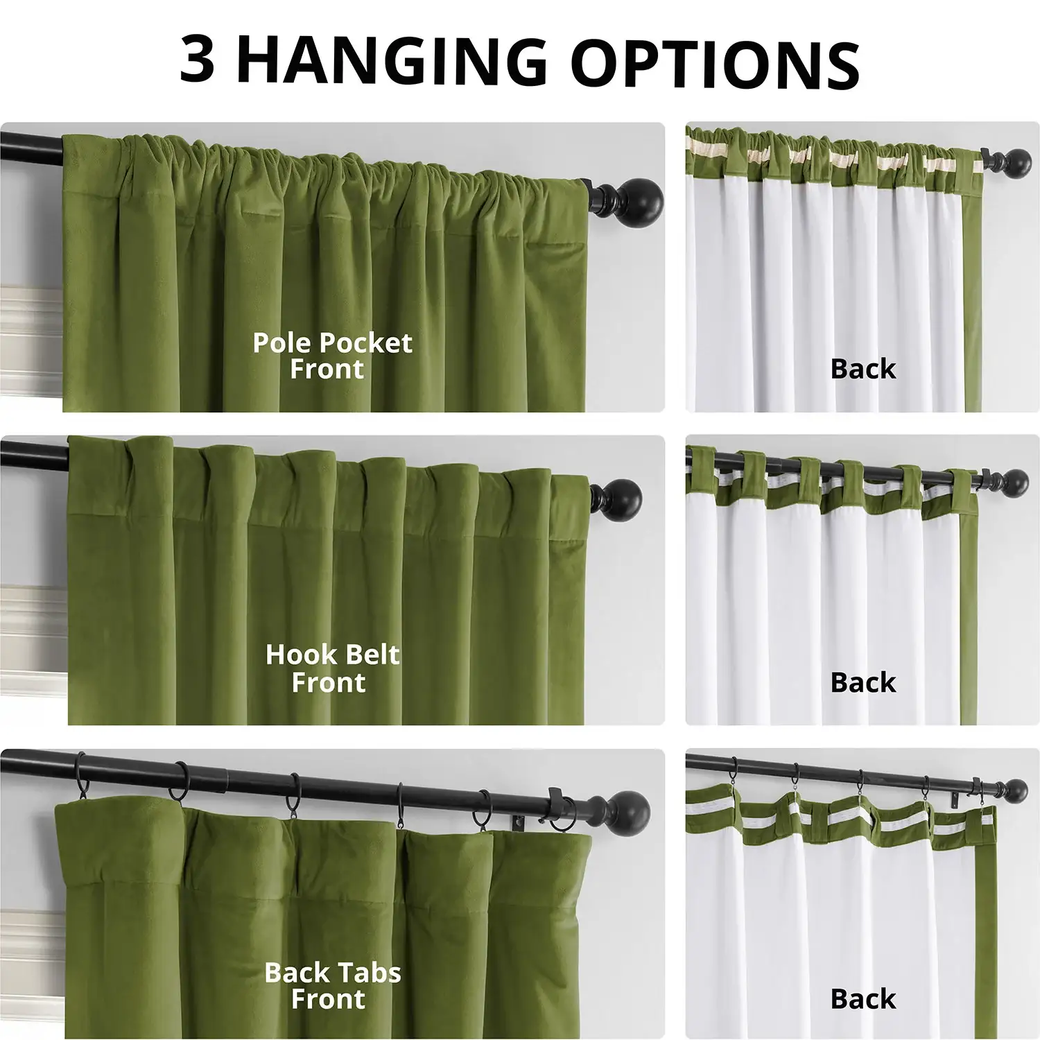 Basque Green Signature Velvet Blackout Curtain - Image 2