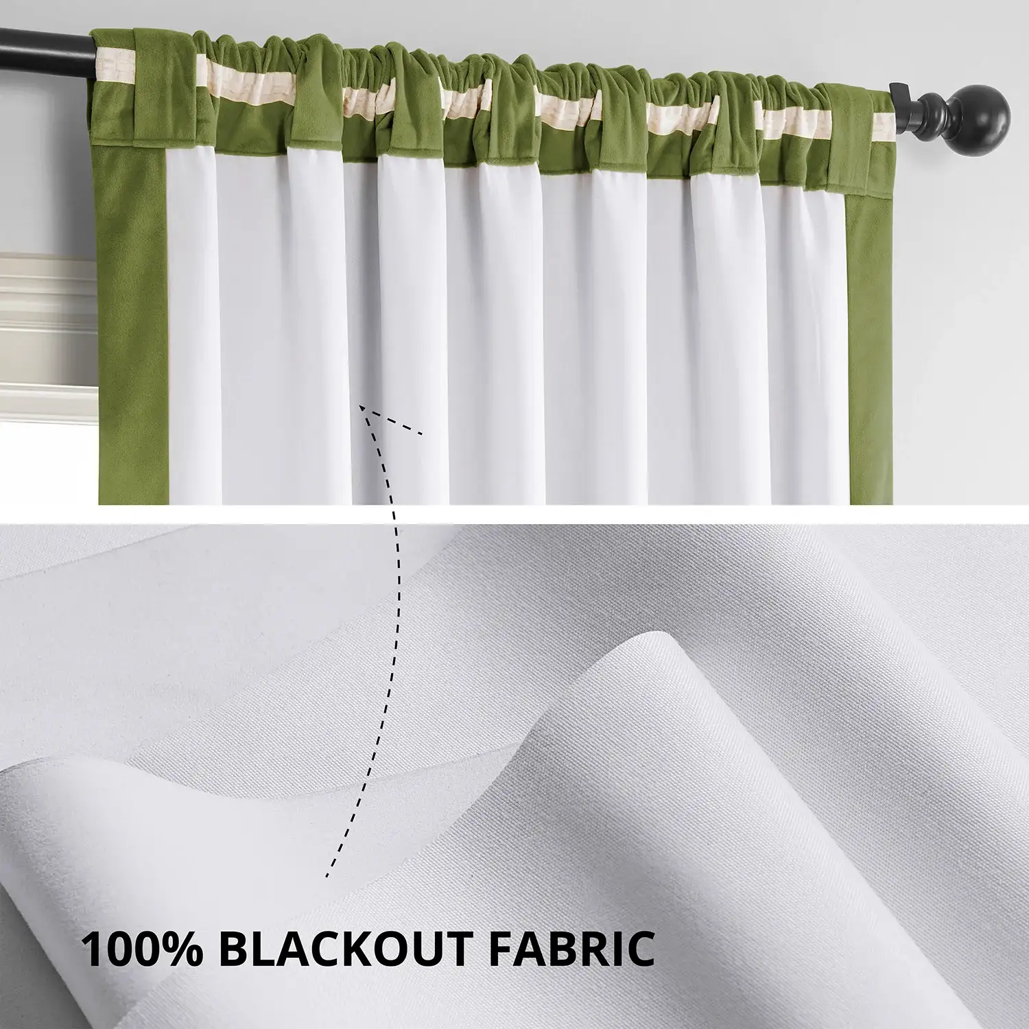 Basque Green Signature Velvet Blackout Curtain - Image 3